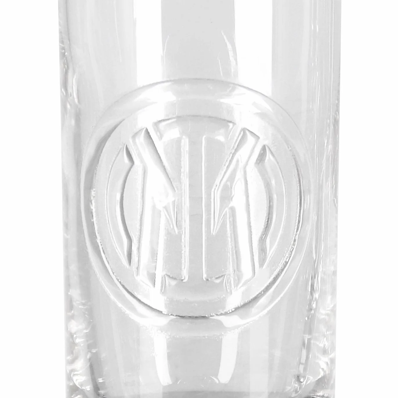 Set 2 Bicchierini Shot in Vetro Trasparente Base Spessa Logo Inciso in Rilievo Ufficiale per Tifosi Nerazzurri