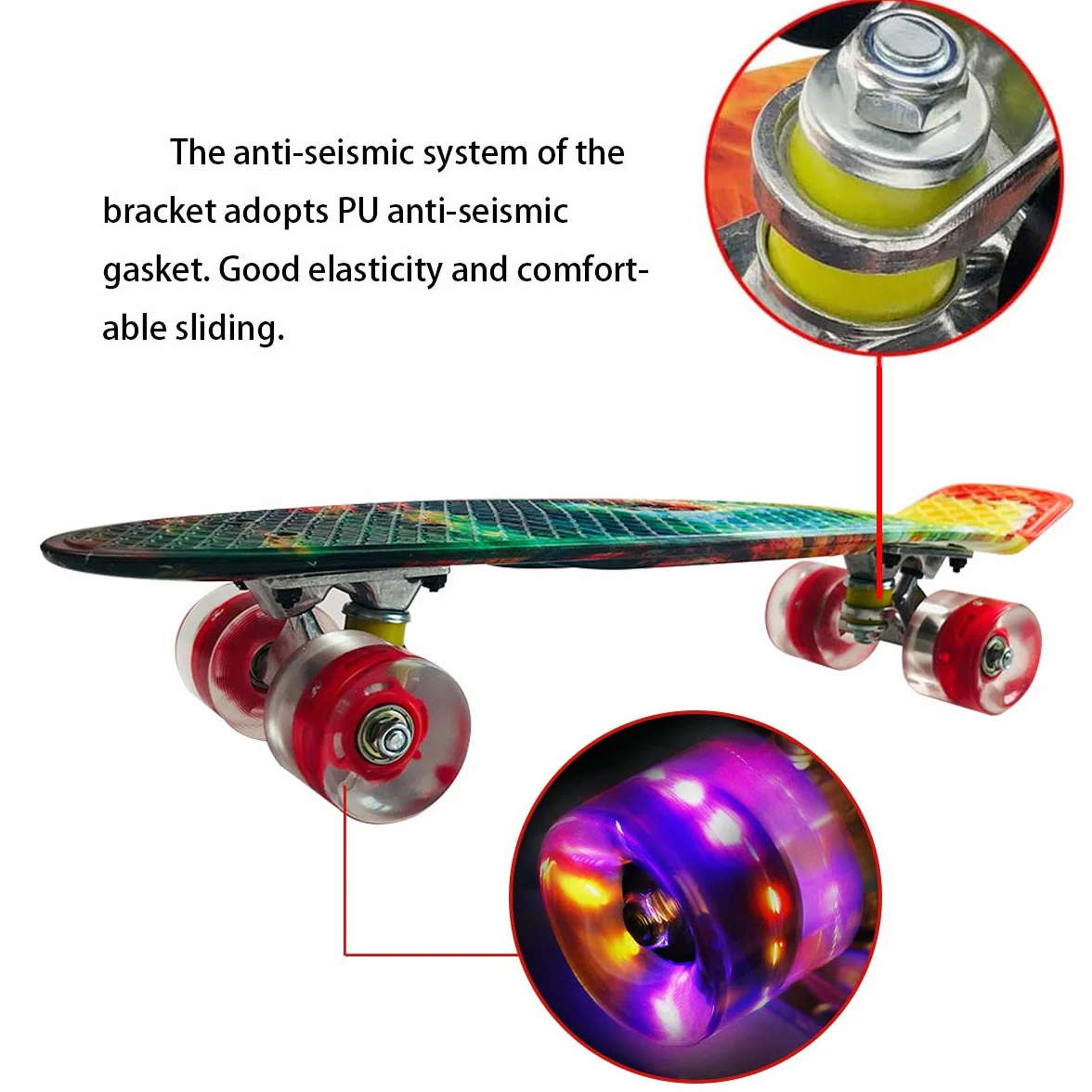 Skateboard Kids Mini Cruiser Skateboard Completo da 22 Pollici con Ruote Luminose a LED per Adulti Bambini Principianti Ragazze Ragazzi Regalo di Compleanno