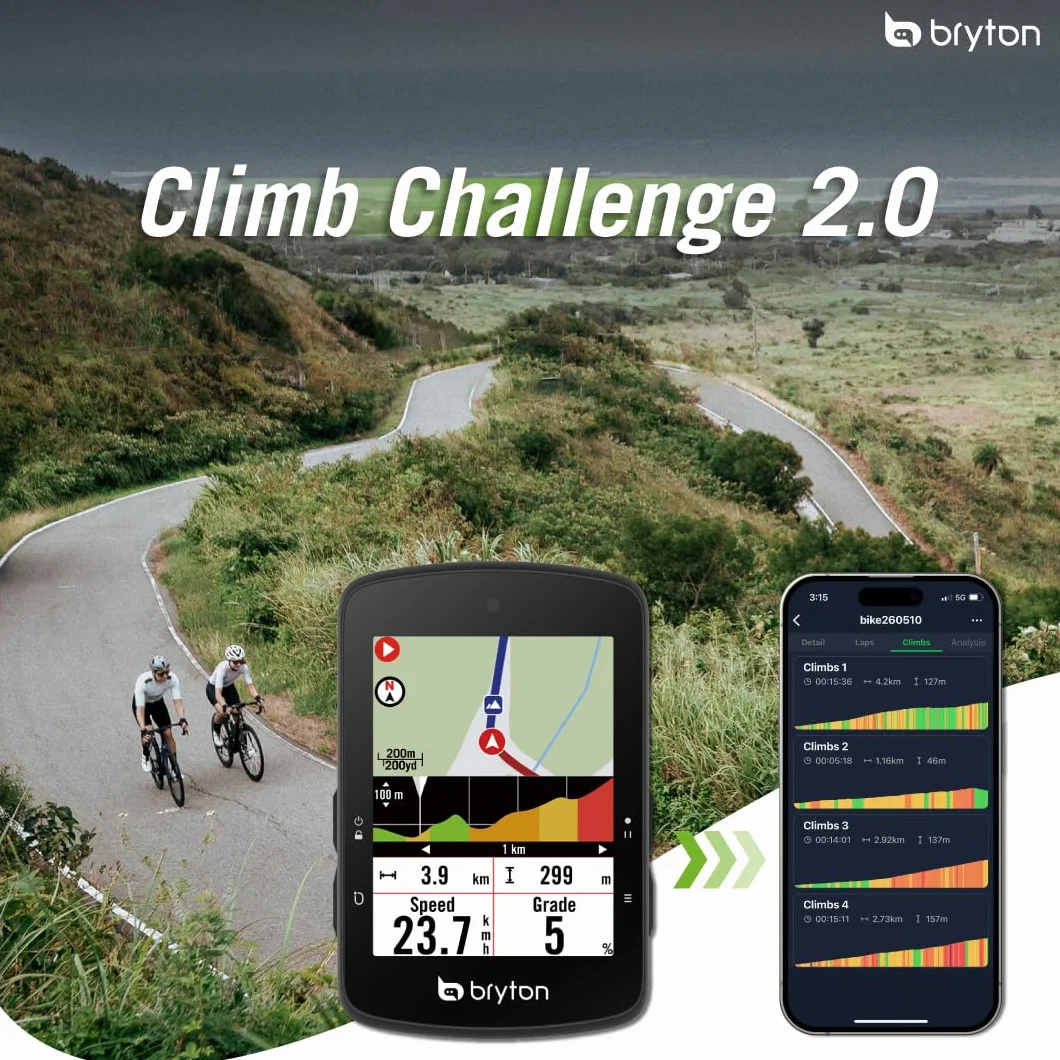 Bryton Rider S510 GPS Bike Computer 2.8" Touchscreen LCD, Offline USA Map, Bike Radar Compatible, 30h Battery, Waterproof