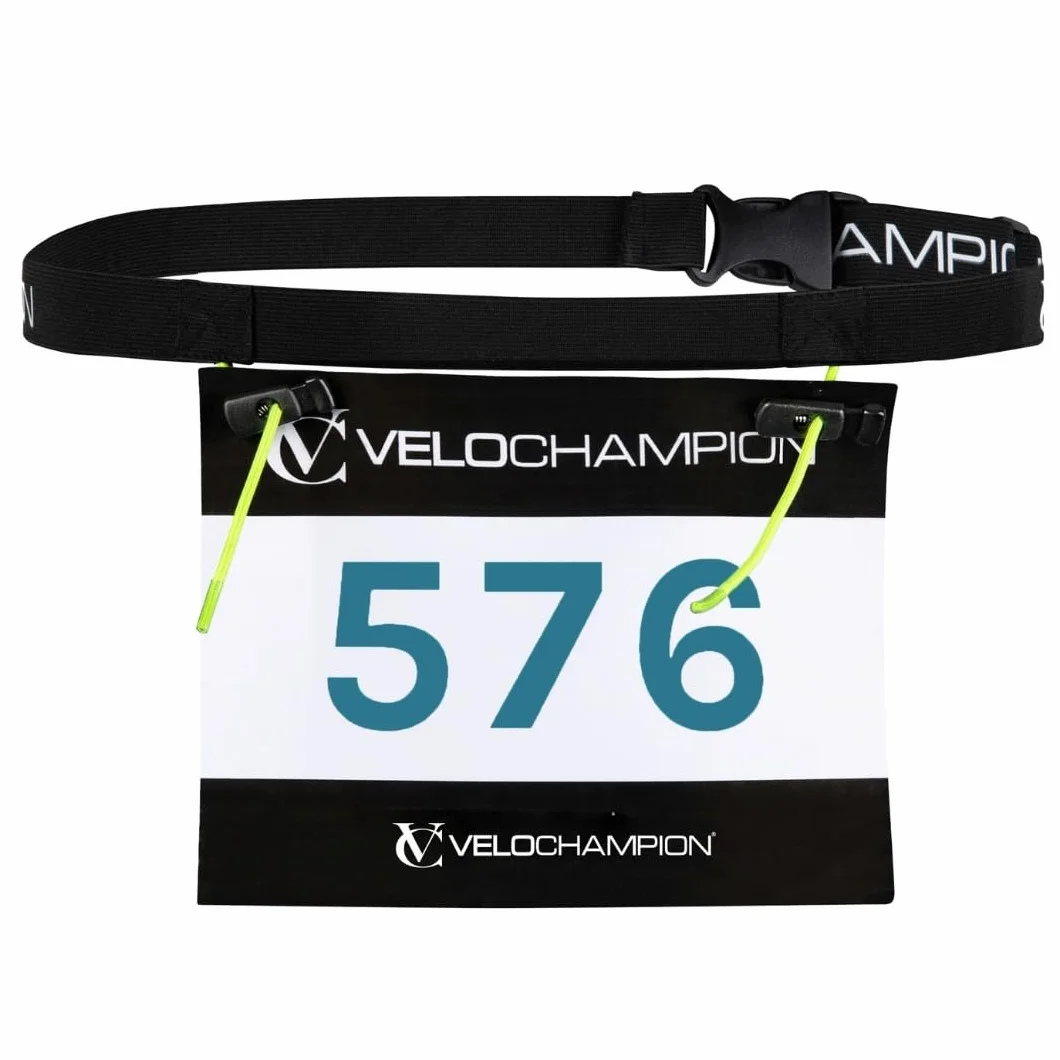 VeloChampion Cintura da Corsa Leggera Porta Pettorale Elasticizzato Vestibilità Stretch Senza Spille Corsa Triathlon Maratona S/M Nero
