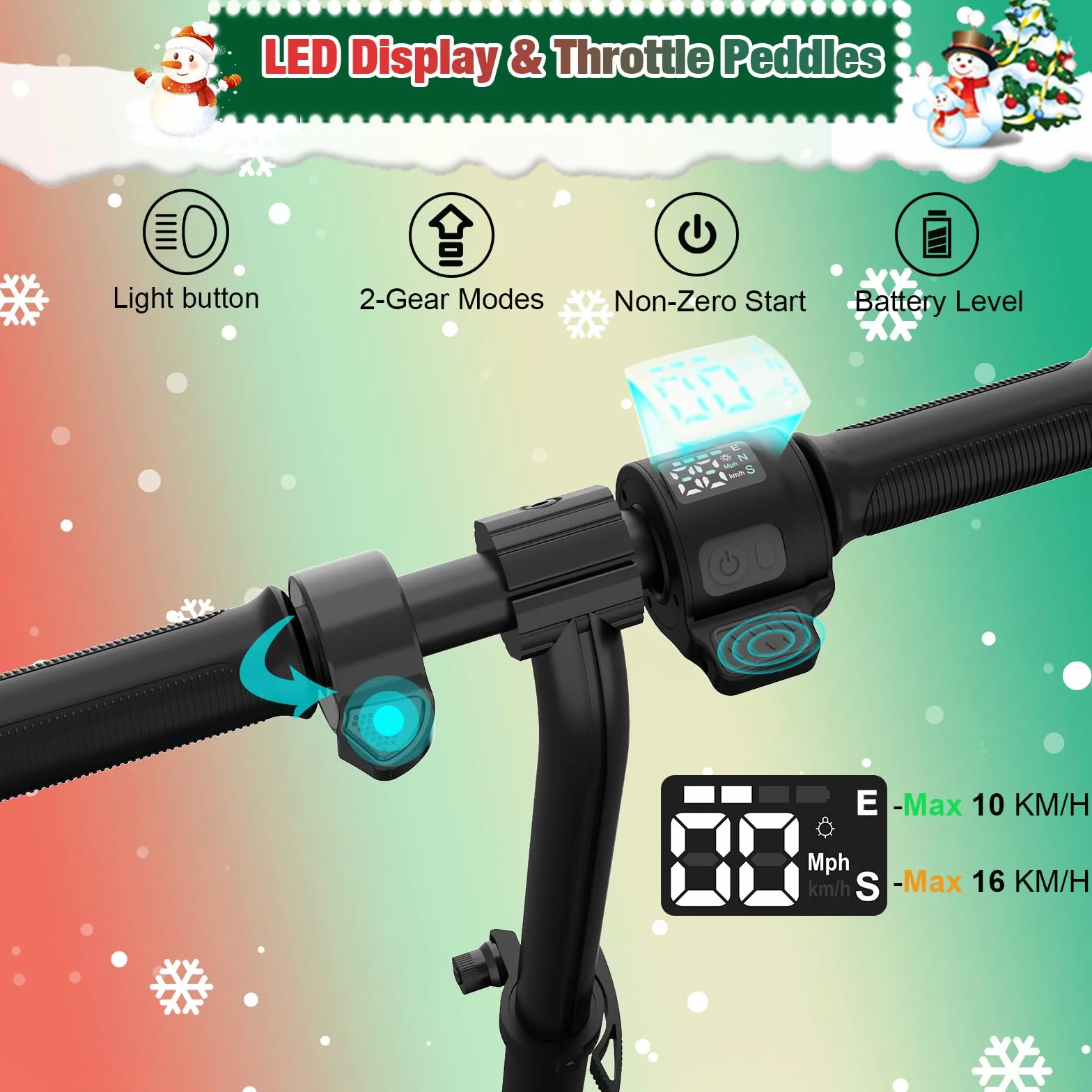 Monopattino Elettrico per Bambini 6-12 Anni, Motore 150W, 16 Km/h, Pieghevole, LED, Regolabile
