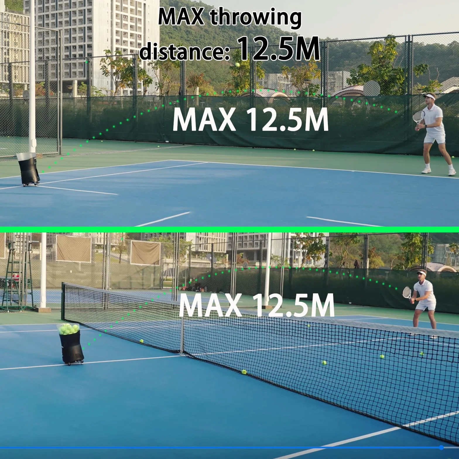 PUSUN PT-Mini PRO Macchina Lanciapalle Tennis Compatta 65+ Palline 8-60 km/h Batteria 3-5 Ore App