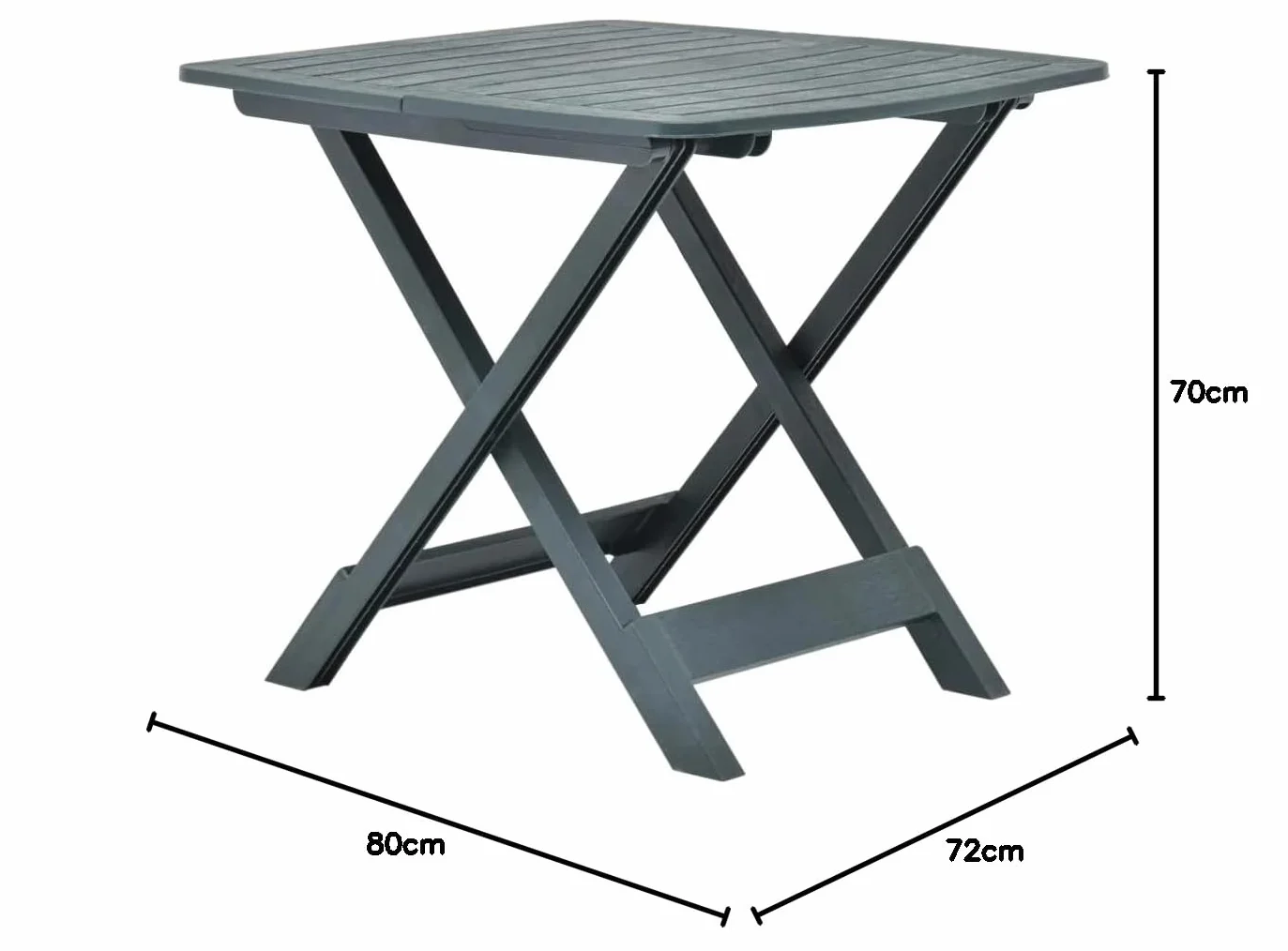 vidaXL Tavolo da Giardino Pieghevole Design a Doghe Bianco 79x72x70 cm Plastica