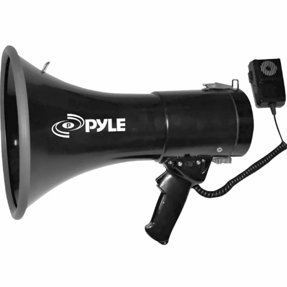 PYLE PMP53IN Megafono 50 Watt con Sirena, Ingresso Aux 3,5 mm, Microfono, Cinghia Trasporto, 12V