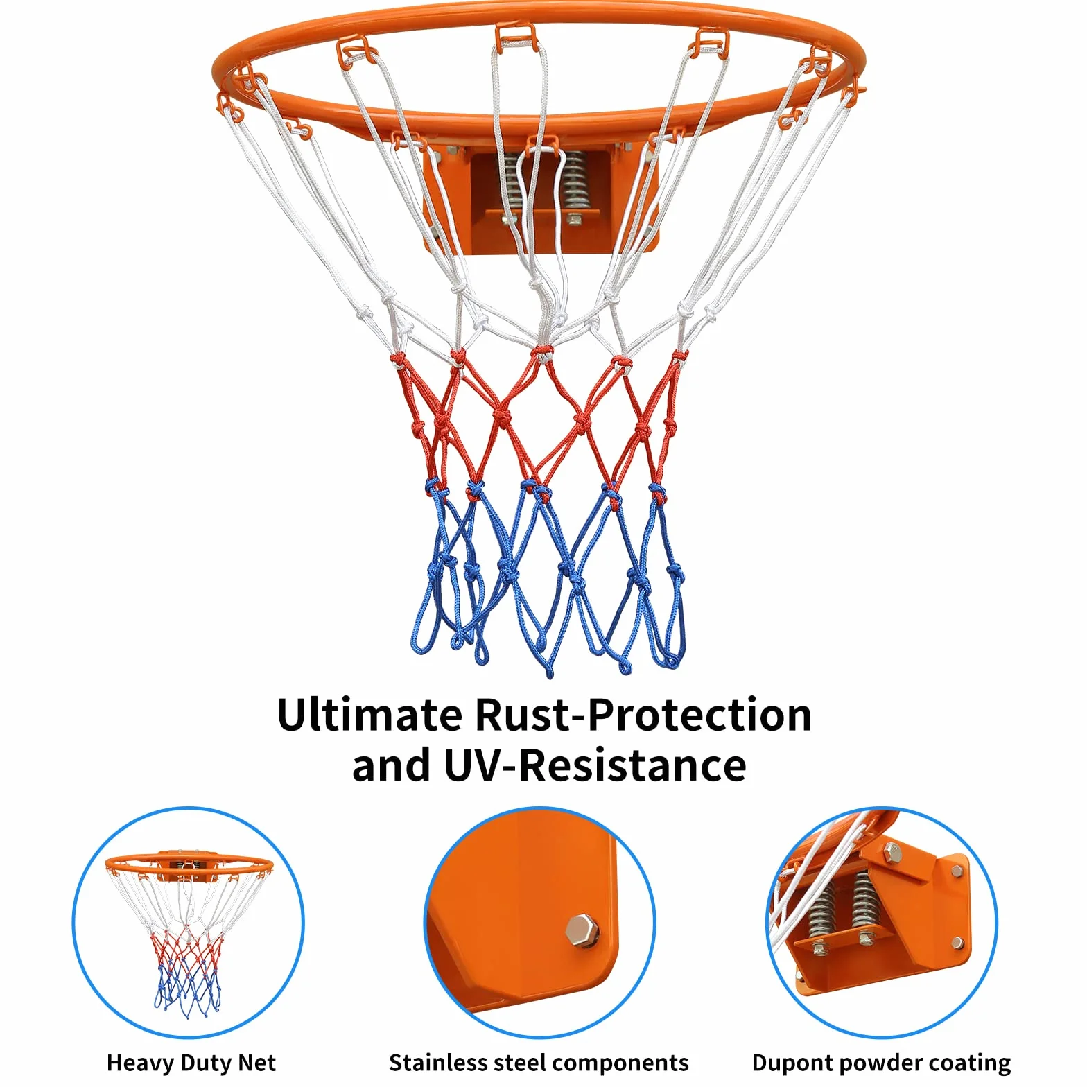 Canestro da basket 45,7 cm arancione lega di acciaio montaggio a parete