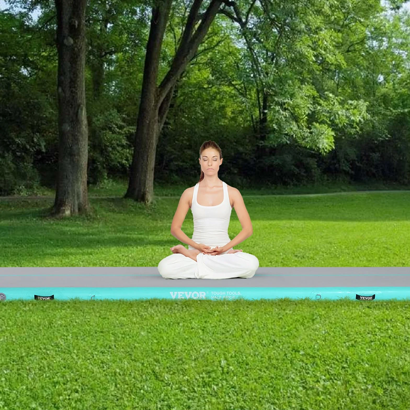 VEVOR Tappetino da Ginnastica Gonfiabile da 4 Pollici di Spessore, Pista Tumble Pompa Elettrica, Tappetini da Allenamento per Uso Domestico/Palestra/Yoga/Cheerleader/Spiaggia/Parco/Acqua, 13 Piedi