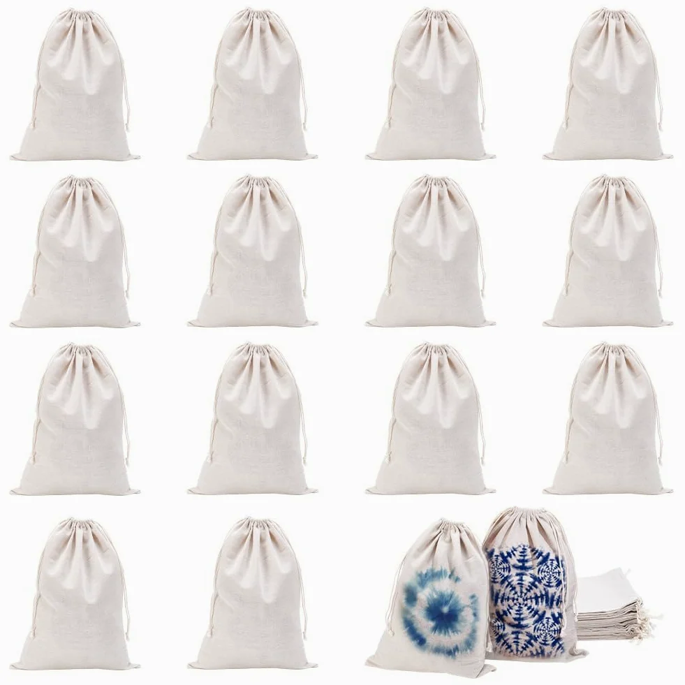 UNICRAFTALE 26 sacchetti in cotone con coulisse, grandi, in mussola di colore naturale, riutilizzabili, lavabili, sacchetti per pane per frutta, prodotti, vestiti, shopping, forniture per la casa, 28