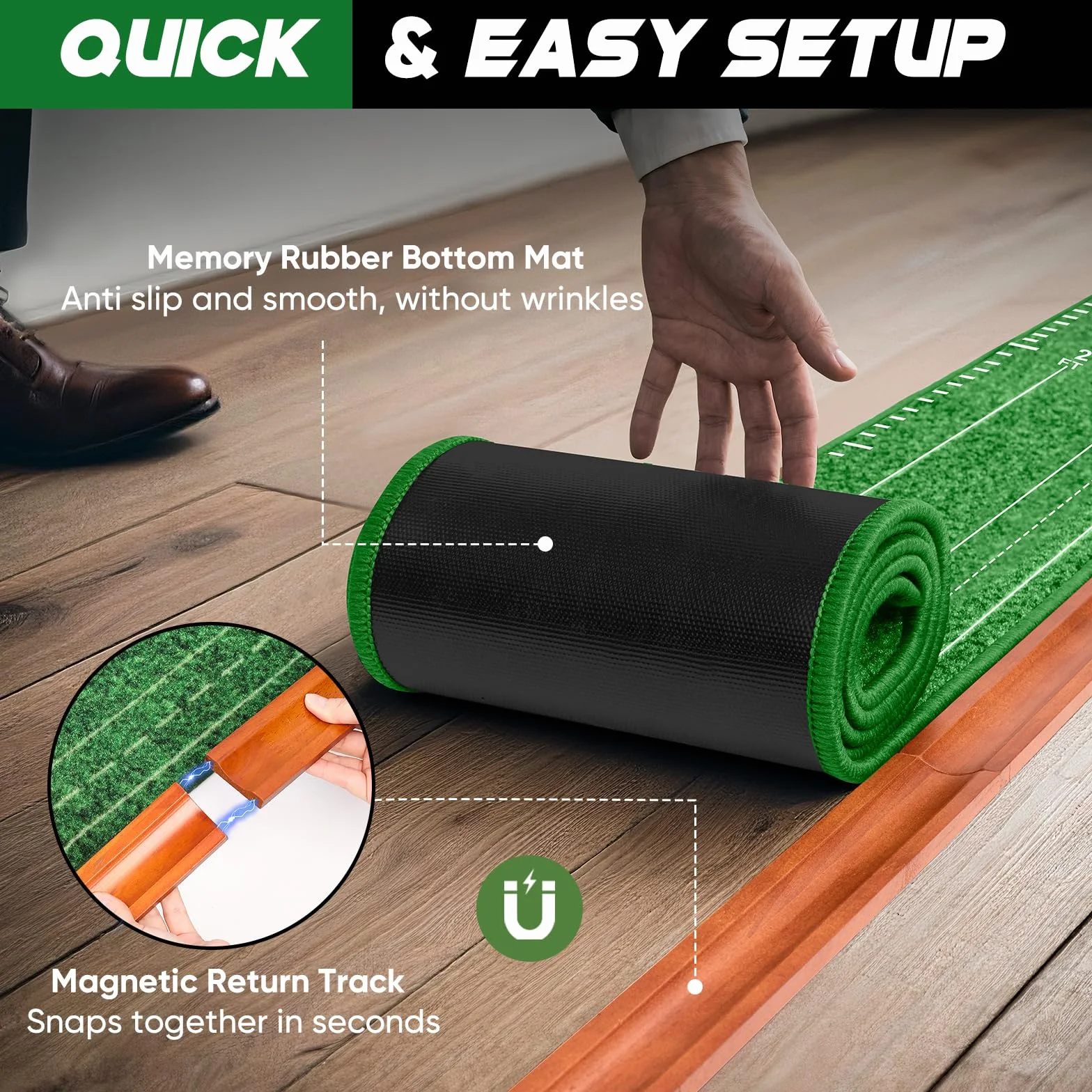 Golf Putting Mat Indoor, Mettere Verde, Tappetino da Golf, Mettere Pratica