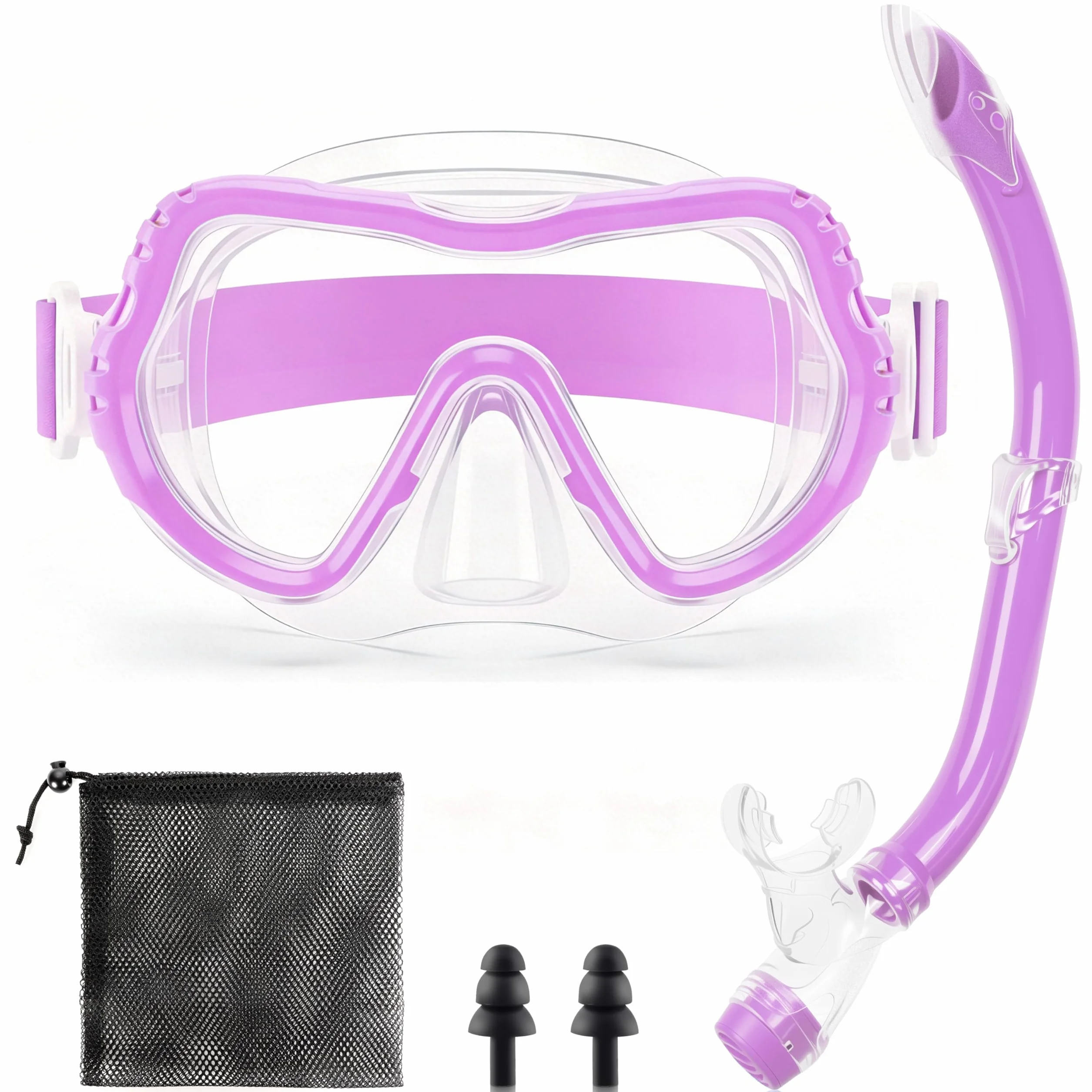 IEEILULU Maschera Subacquea Bambini Occhialini Boccaglio Tappi Impermeabili Retina Antiappannamento Visione Panoramica 180° HD 4 Colori