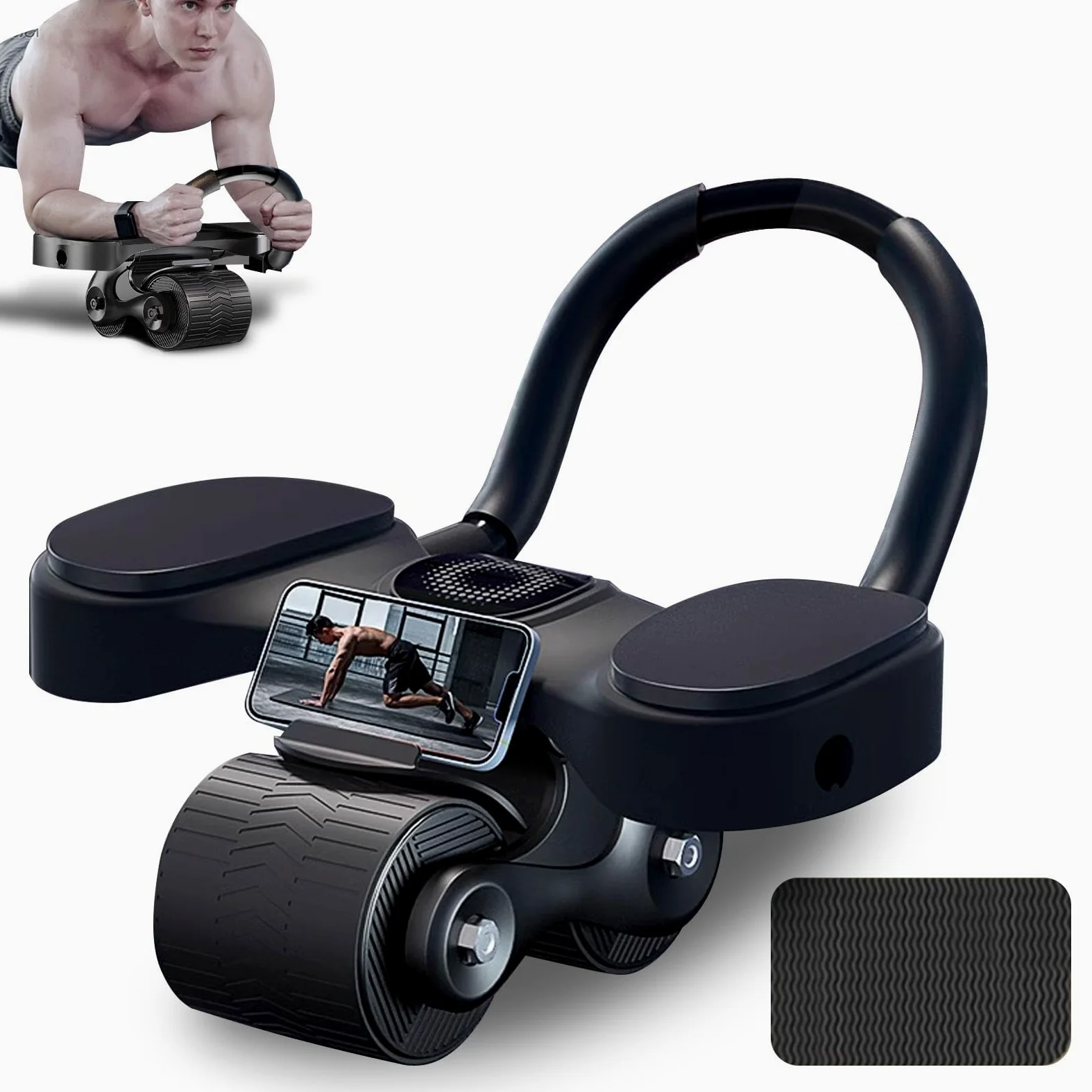 Ruota Addominale a Rimbalzo Automatico, Ab Roller Ruota con Supporto per Gomito, Esercitatore addominali attrezzi per Allenamento di Base