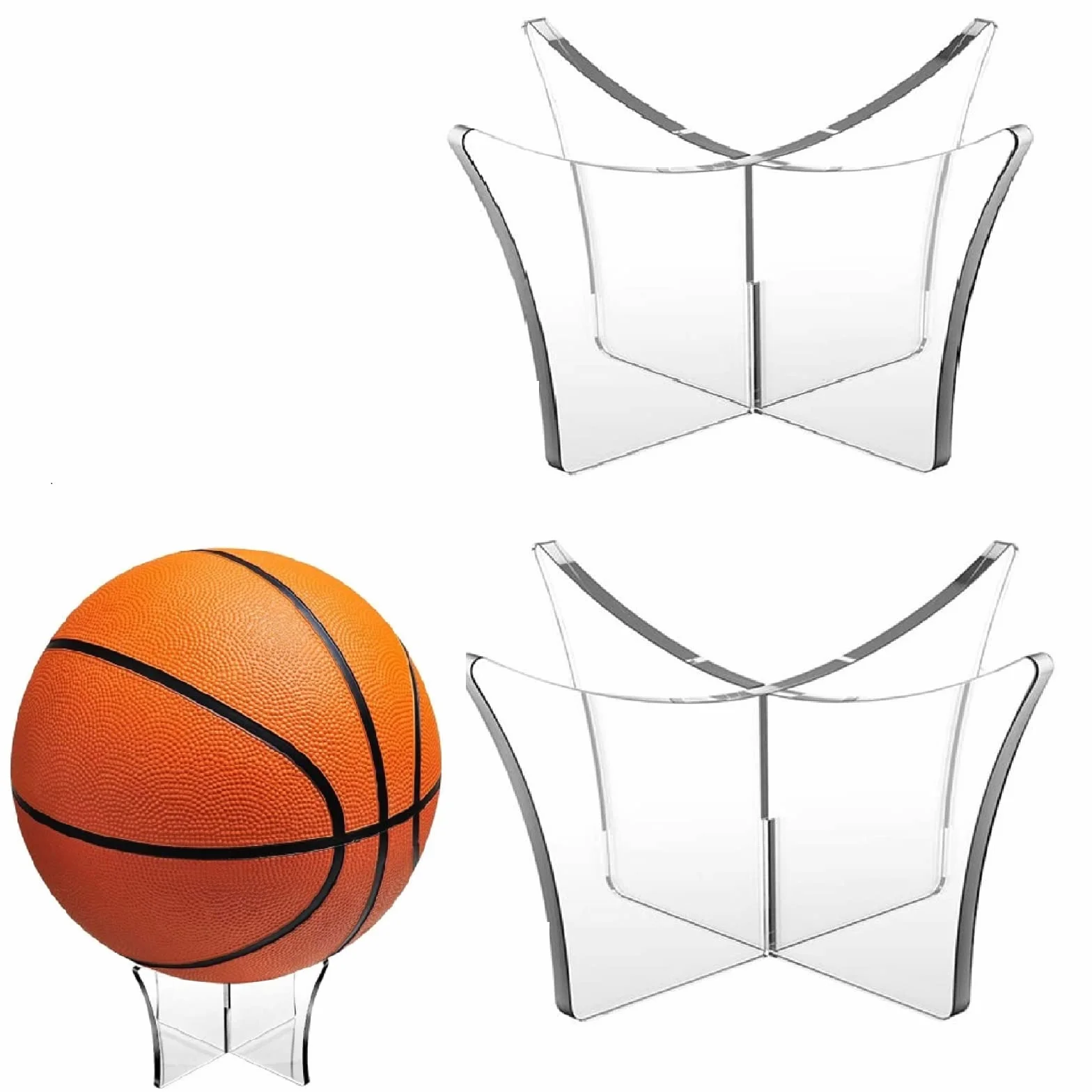 Porta Palloni Acrilico Espositore per Pallone da Calcio Pallavolo Basket Set 2 Pezzi