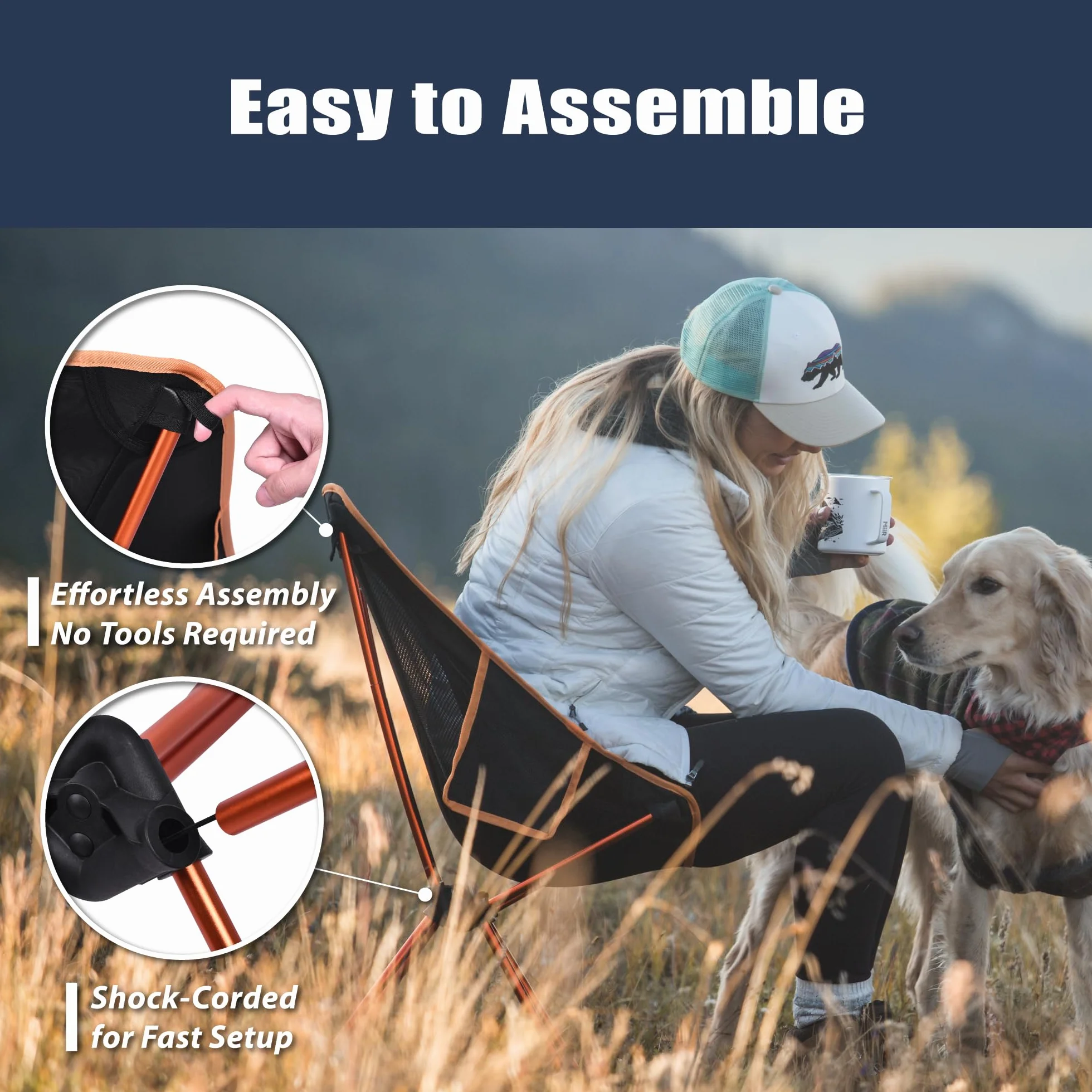 TREKOLOGY Sedia Pieghevole Portatile Ultraleggera (Meno di 1 kg) con Poggiapiedi Estraibile – Sedia da Campeggio Compatta 135kg per Trekking, Pesca, Spiaggia