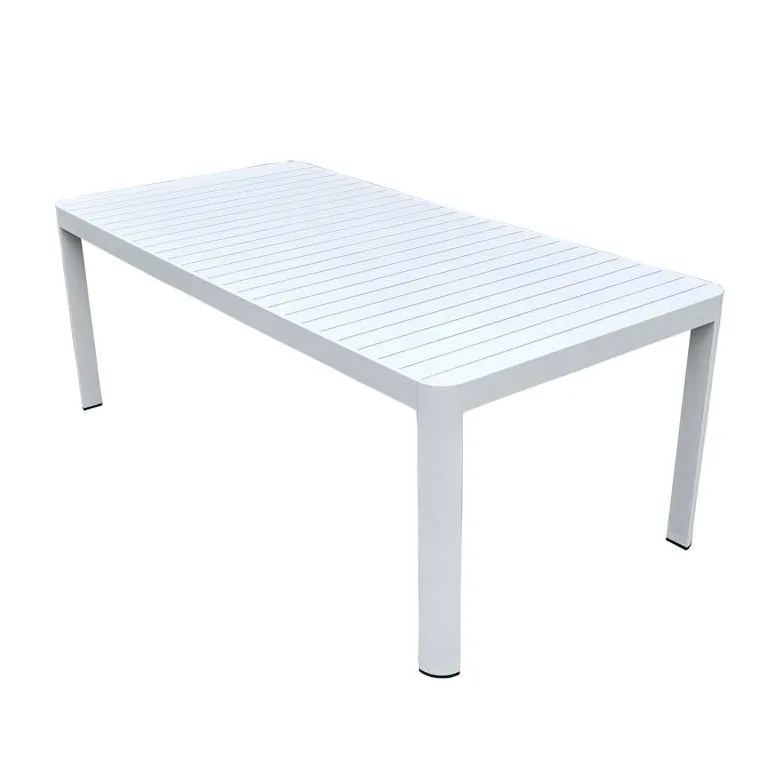 DRW Tavolo allungabile da esterno in alluminio, bianco, 75 x 240 x 90 cm