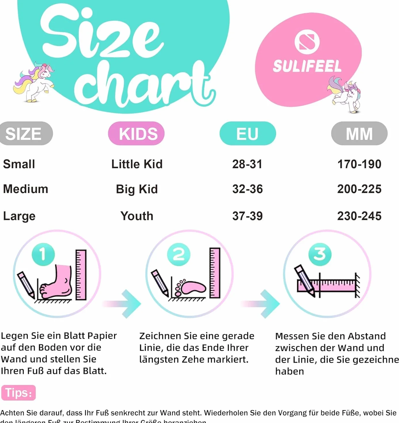 SULIFEEL Rainbow Unicorn Pattini a rotelle regolabili per bambini con ruote luminose per ragazze e ragazzi
