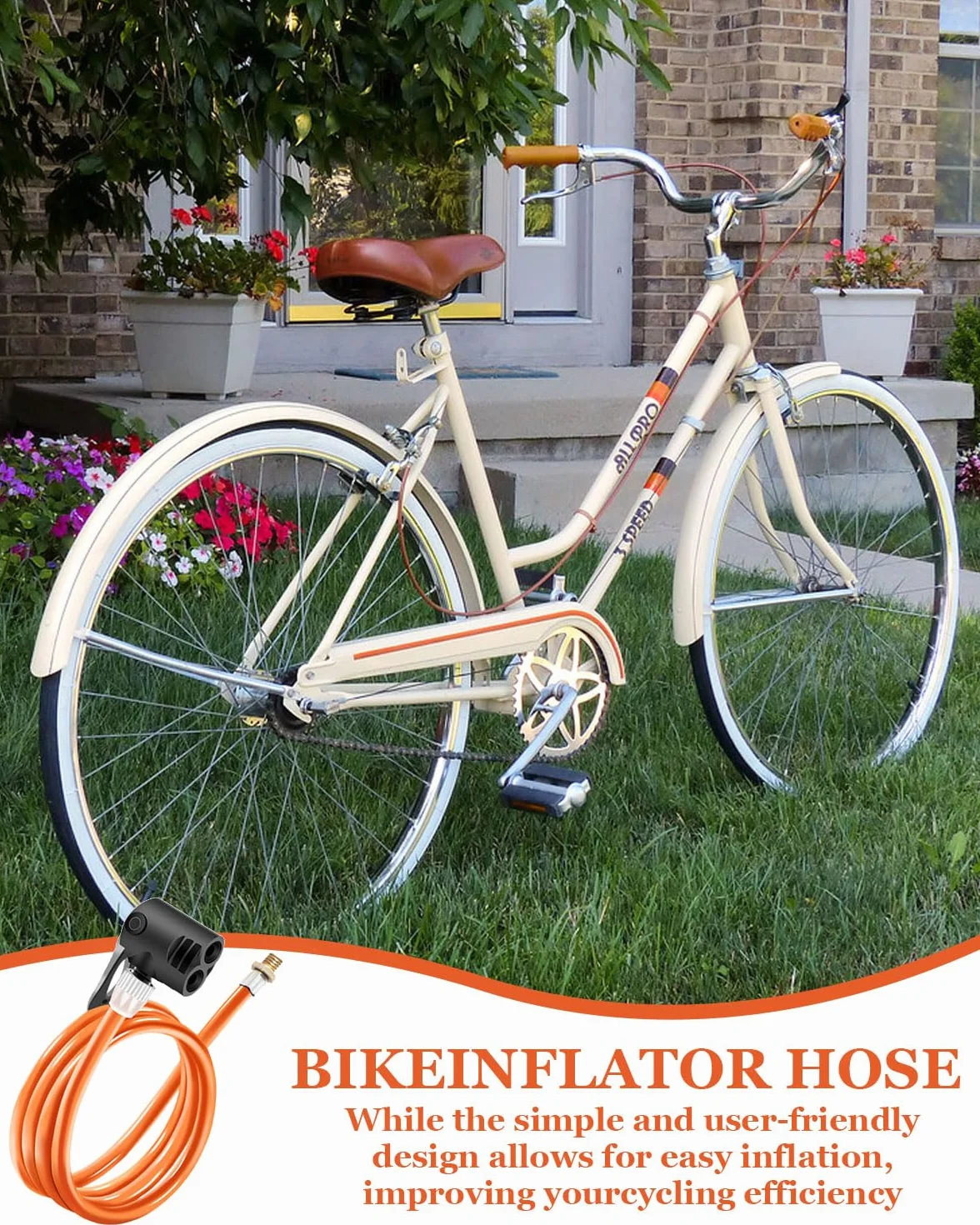 Pompa bici tubo flessibile valvola Presta Schrader 120cm per bicicletta MTB
