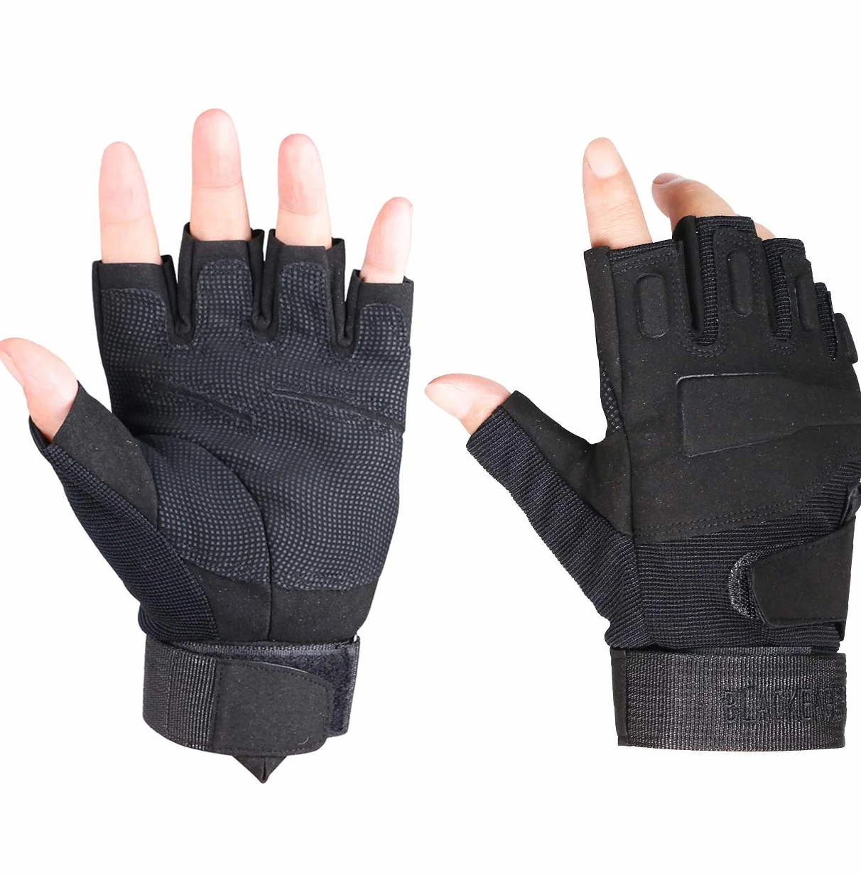 ThreeH Guanti mezzi dita Guanti tattici protettivi per sport all'aria aperta per Caccia Airsoft Paintball GL06XL,Black