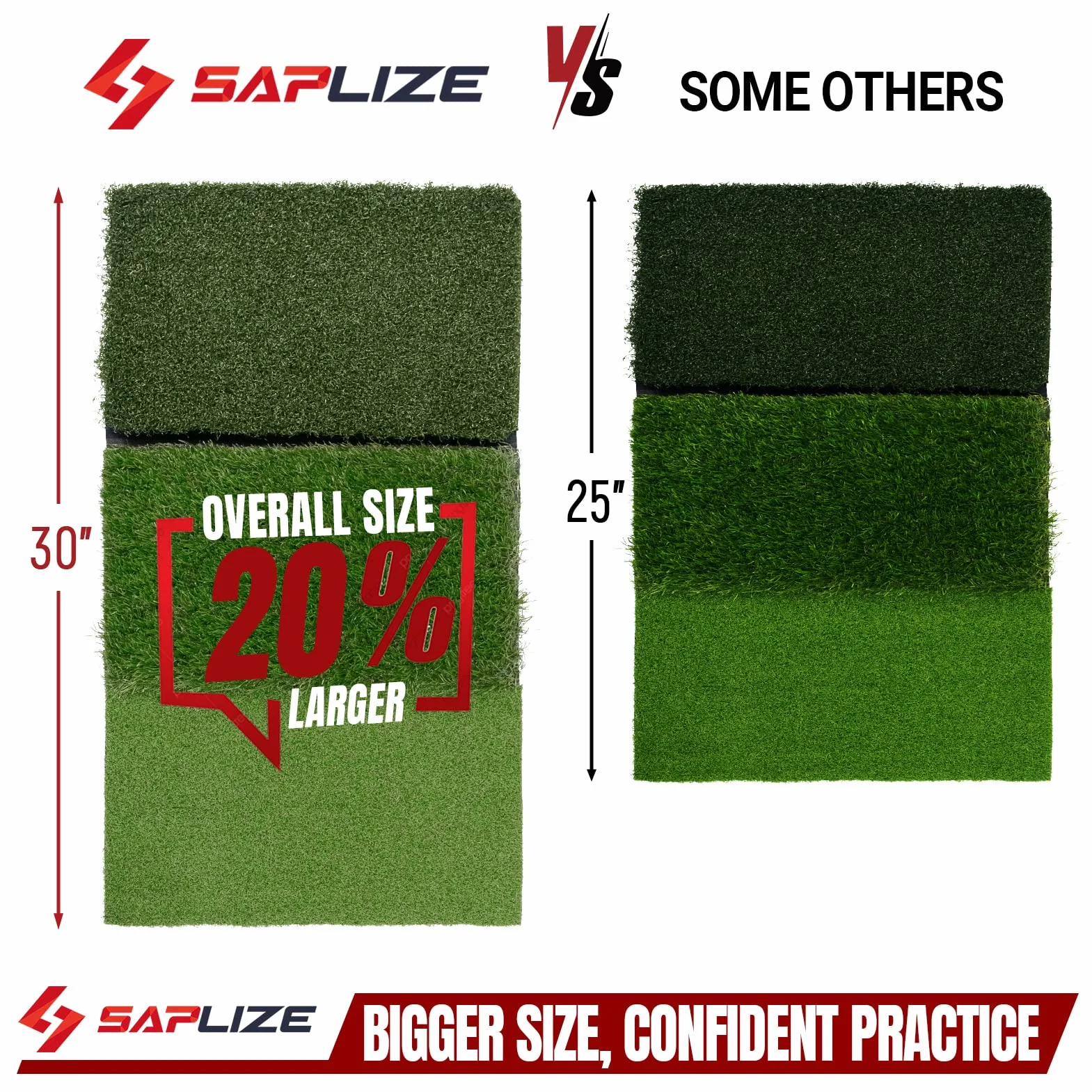 SAPLIZE Tapis de Golf Pliable 3 en 1 76 x 38 cm Tri-Turf pour Entraînement Driving Chipping Putting