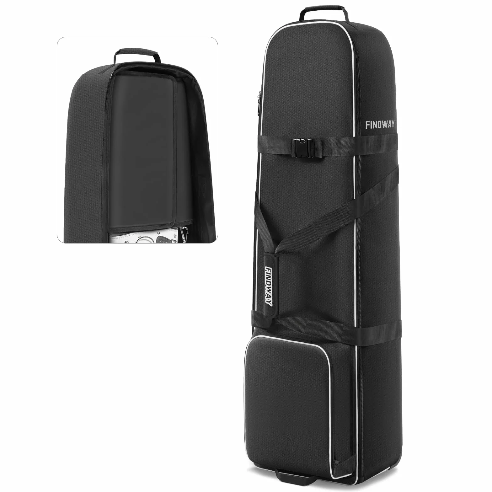Findway Trova il sacchetto da viaggio per golf con ruote di, resistente e impermeabile in tessuto Oxford 900D, morbido, imbottito, copertura per viaggi in aereo