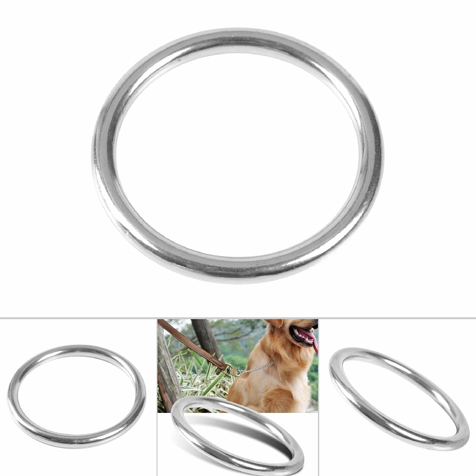 Anello in acciaio inossidabile saldato lucido O Ring per guinzaglio cane cintura campeggio