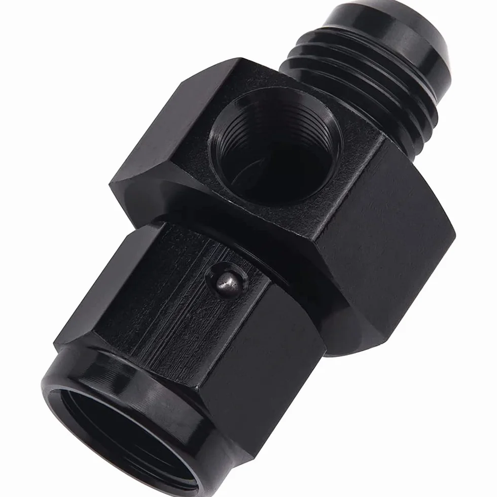 MASO Raccordo per decollo pressione carburante, in lega di alluminio nero, raccordo per decollo della pressione del carburante, AN6/AN8/AN10 maschio a -6/-8/-10 femmina con manometro/porta manometro