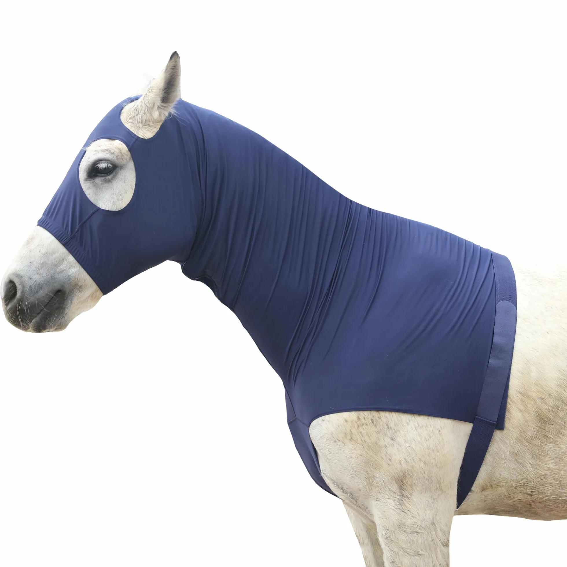 Leberna Hood cavallo lycra elasticizzata con zip - copertura del collo pieno volto XL Blu marino