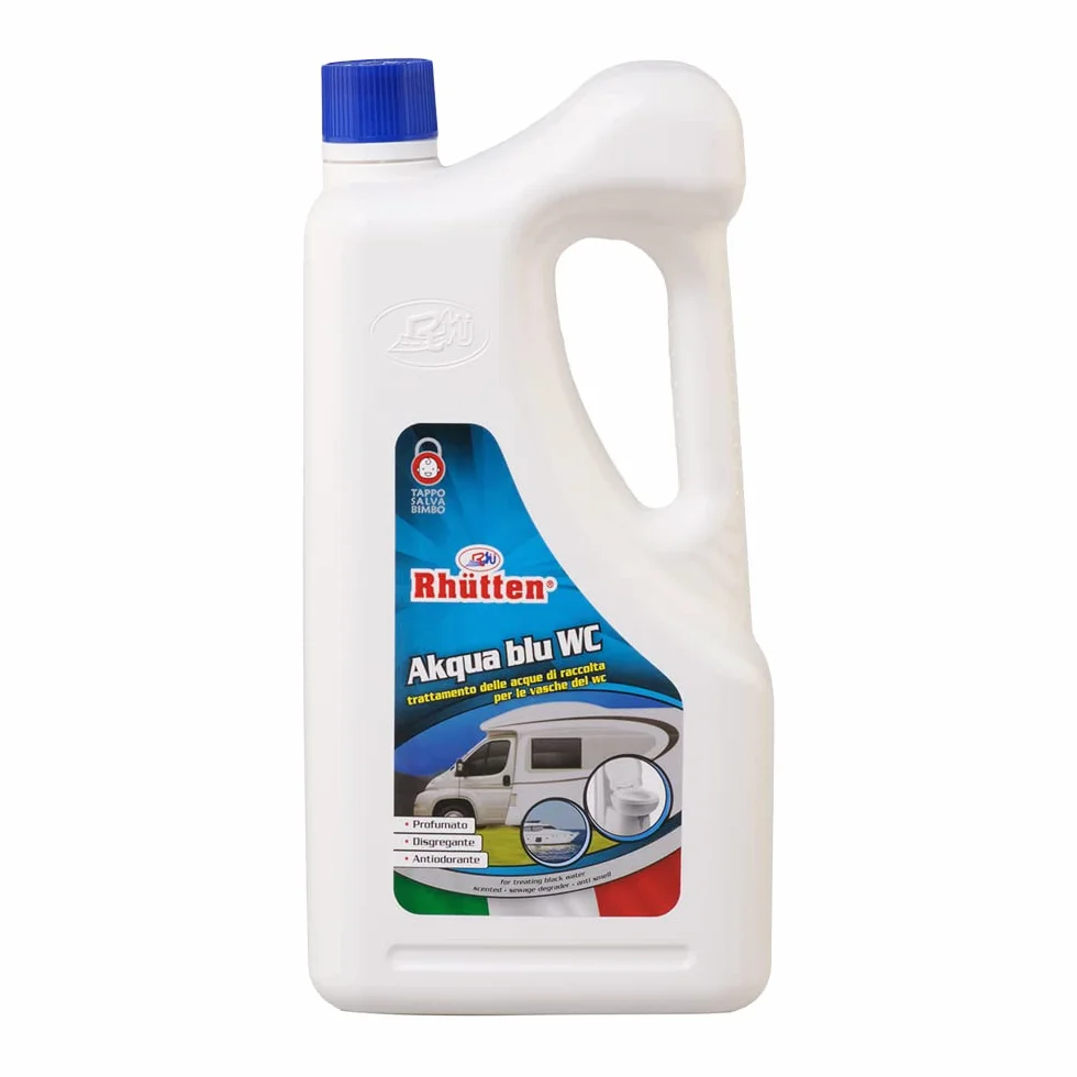 Rhutten, Akqua Blu Wc, Disgregante Wc Camper, Liquido Acque Nere, Acqua Blu, Wc Chimico, 2L