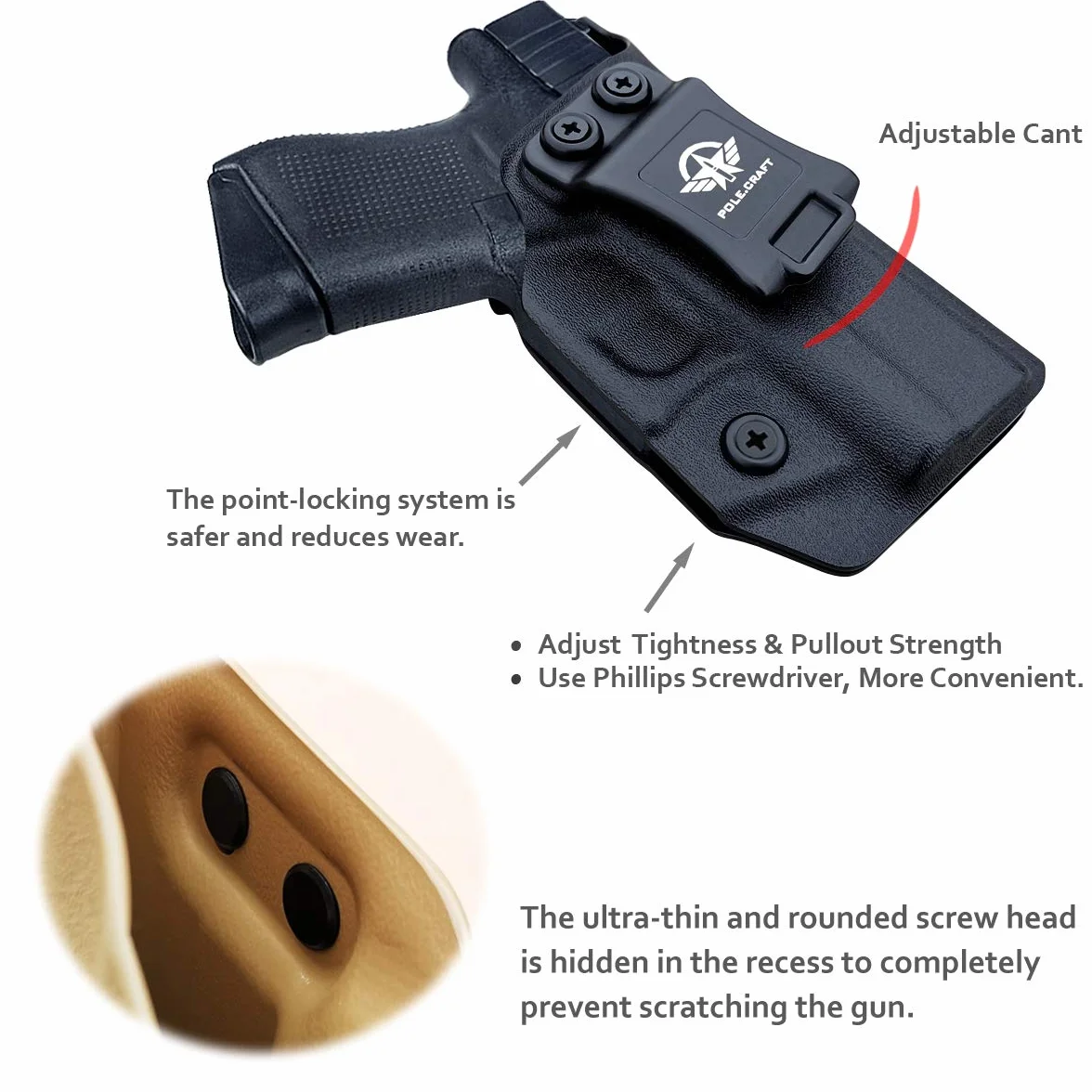 Glock 43 Fondine, Glock 43x Holster IWB Kydex Holster Custom Fit: Glock 43 / Glock 43X (Gen 1-5) Pistol - Cintura interna nascosta per il trasporto - Copertura Mag bottone - Ingresso allargato