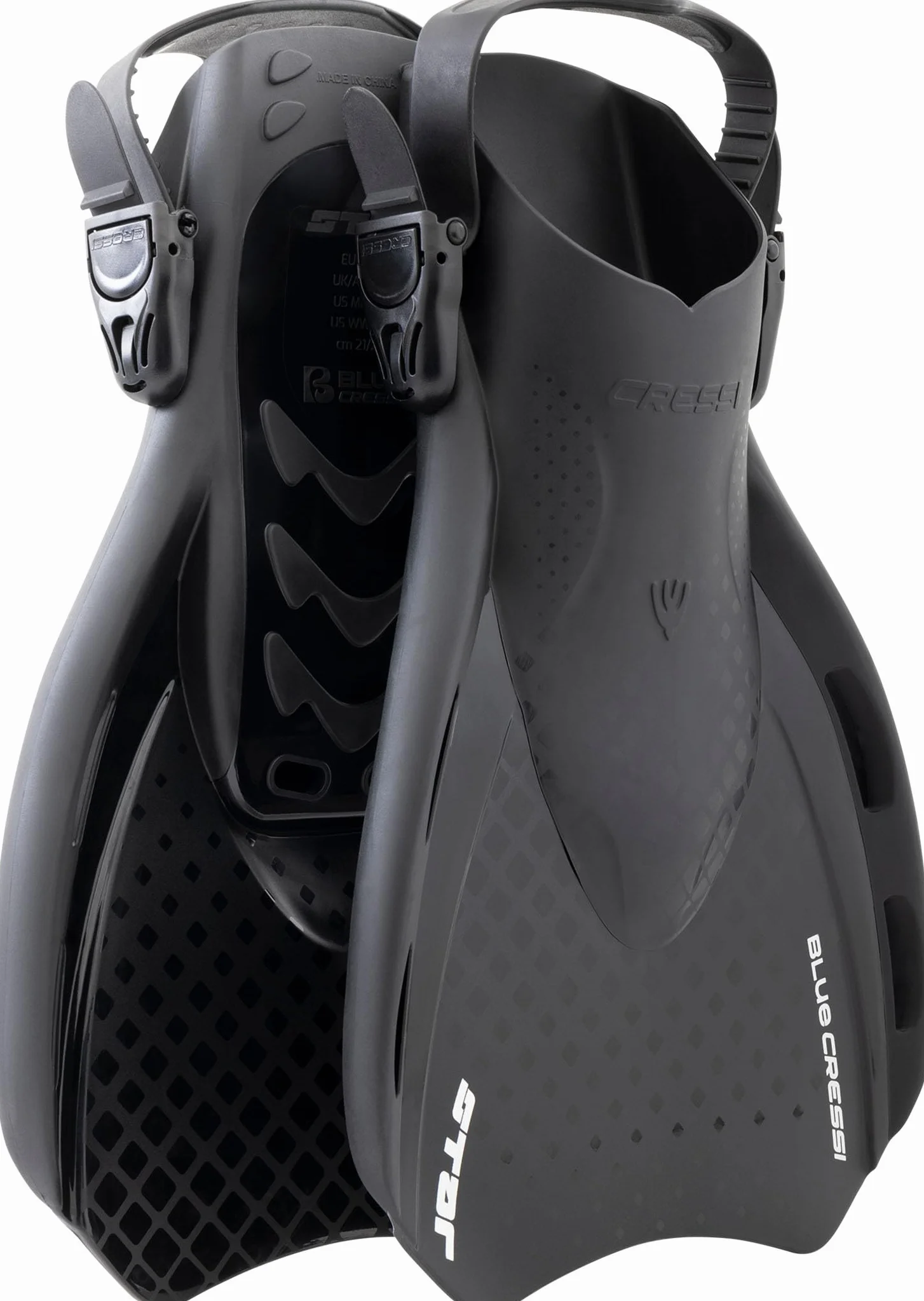 CRESSI Star Fins Pinne Compatte Regolabili Pala Ventilata Scarpetta Tallone Aperto Nuoto Snorkeling Viaggi Adulti