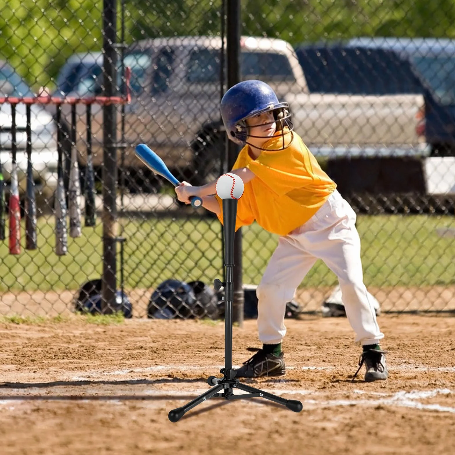 Tee da battuta per baseball, altezza regolabile T Ball Batting Tee, con borsa, supporto ergonomico, treppiede riutilizzabile per lancio softball età 3-8 anni sicurezza portatile