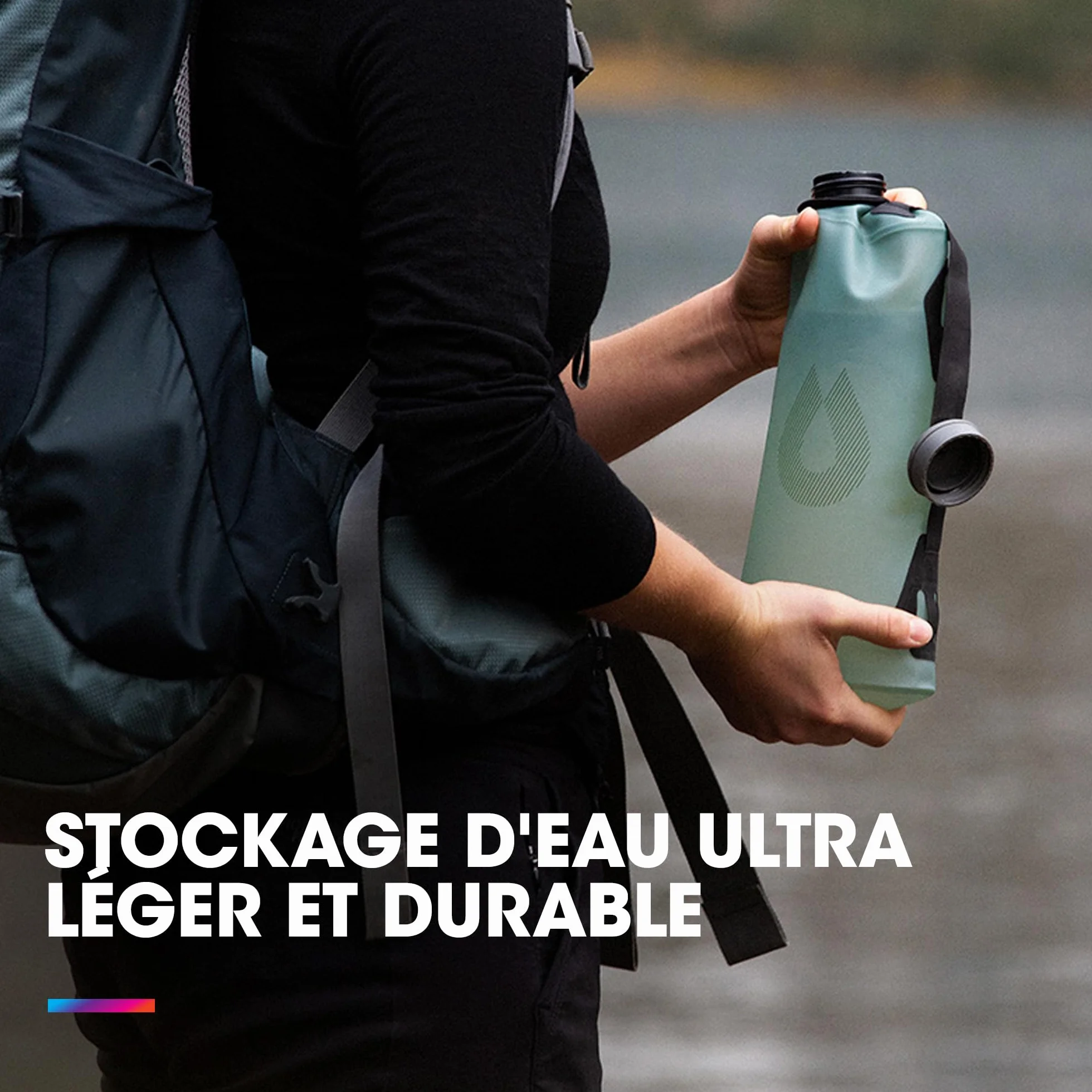HydraPak Force (Serbatoio d'Acqua Ultra-Durevole) - Serbatoio per Zaini Idratazione, 3 Litri, Tubo Isolato, Sicuro e Affidabile - Sutro Green