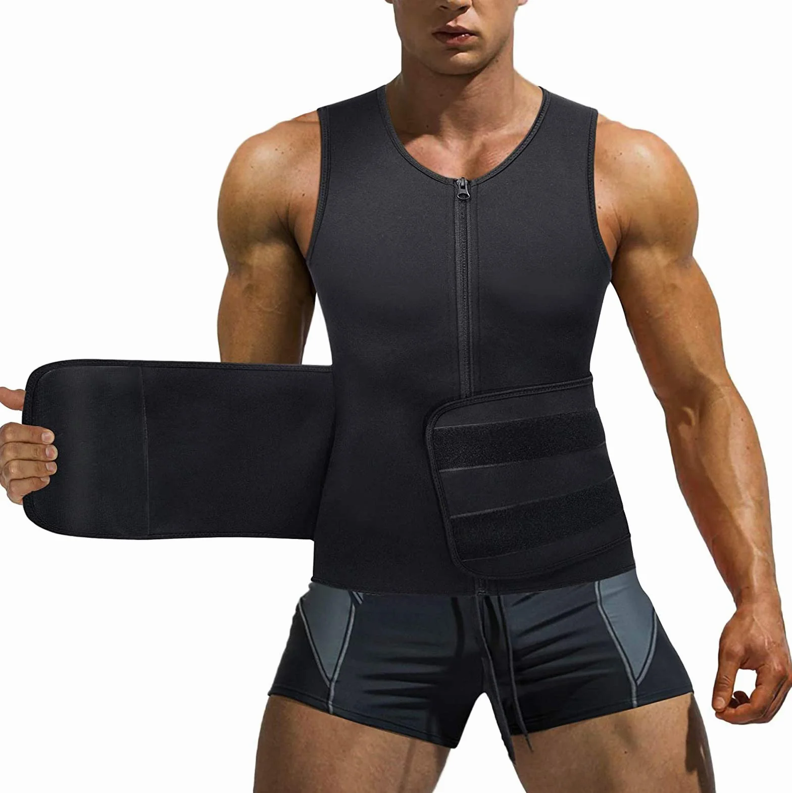 Canottiera Dimagrante Uomo Fascia Addominale Neoprene Perdita di Peso Gilet Sauna Allenamento Fitness Body Shaper