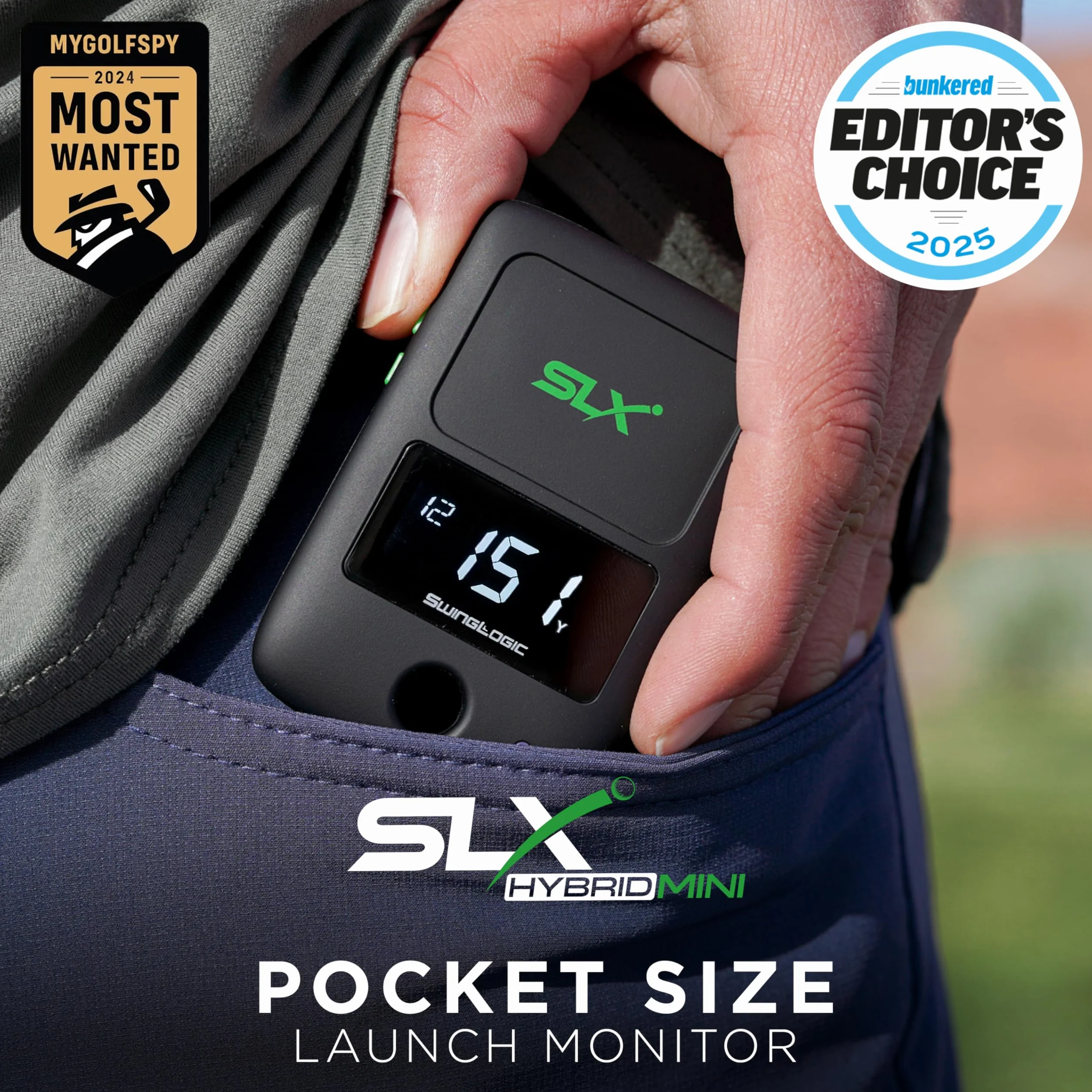 Swing Logic SLX Mini Portable Golf Launch Monitor Distanza Velocità Palla Testa Mazzo Fattore Smash