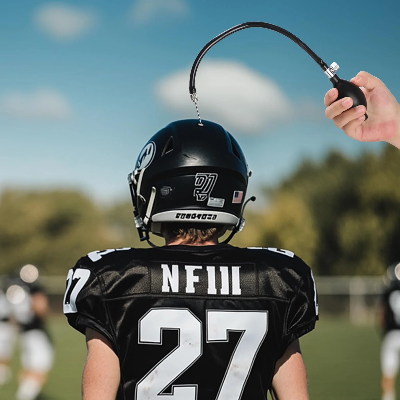 Pompa per casco da calcio, pompa manuale universale con valvola di rilascio e lubrificante, 3 aghi