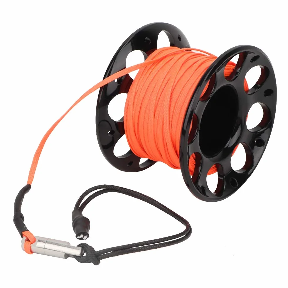 Bobina per immersione 15m Maniglia Puleggia Scuba Spool Reel in plastica Accessori Subacquei (Nero)