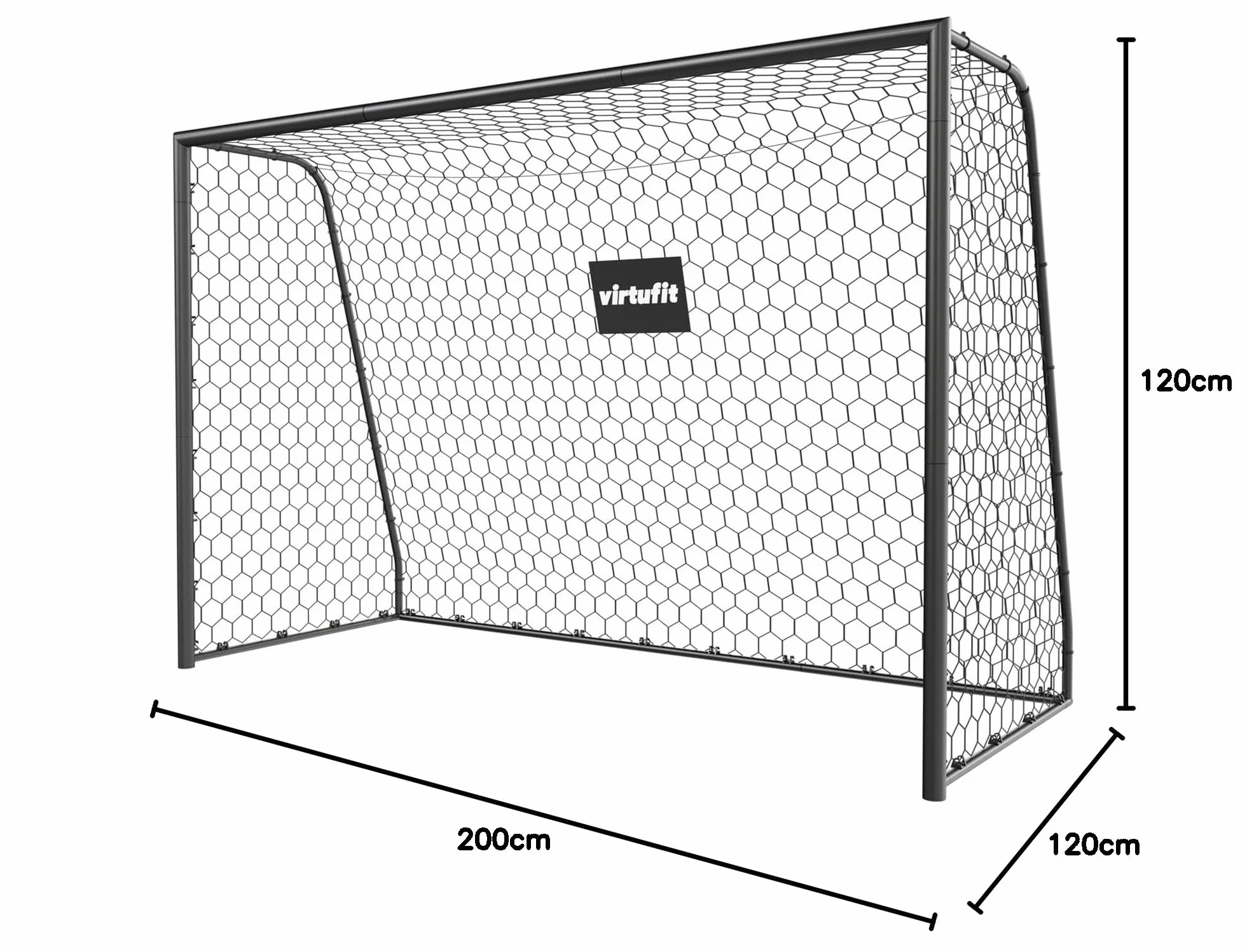 VirtuFit Scopo da calcio premium 300x200x120 cm, gabbia calcio stabile acciaio resistente intemperie rete ancoraggi terra