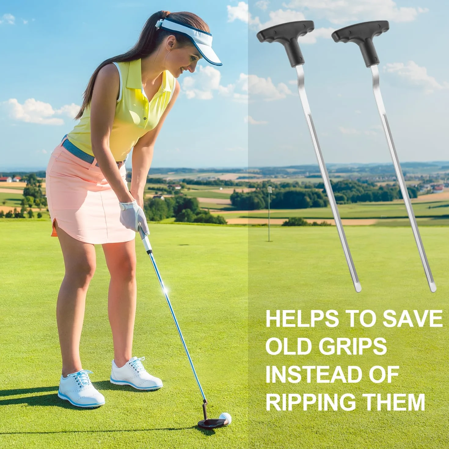 PEUTIER Strumento Rimuovere l'Impugnatura Golf 27,9 cm Scanalatura V per Impugnature Oscillanti