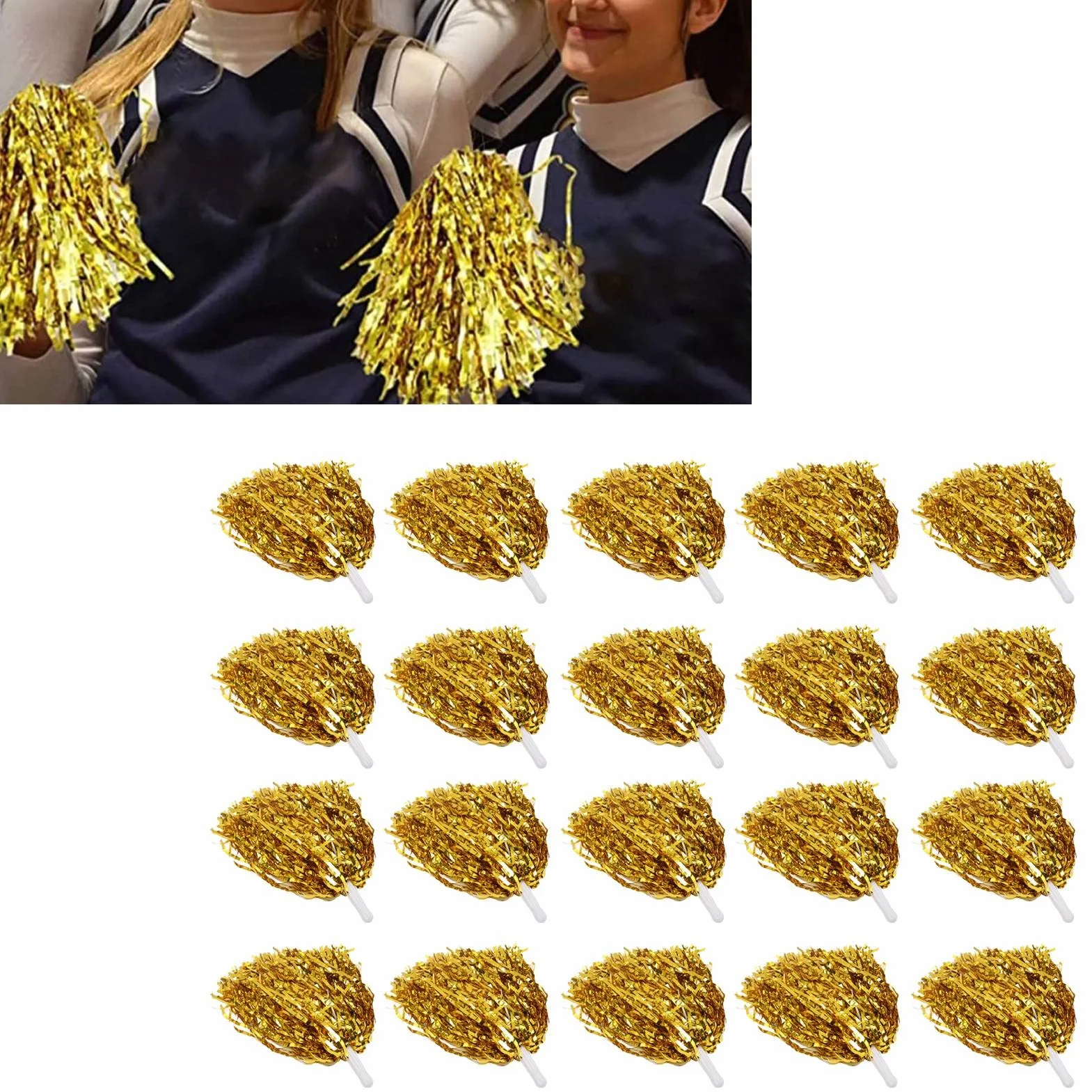 24 PON PON Metallici da Cheerleader per Bambini, Morbidi Fogli da 12 Pollici, Feste Sportive