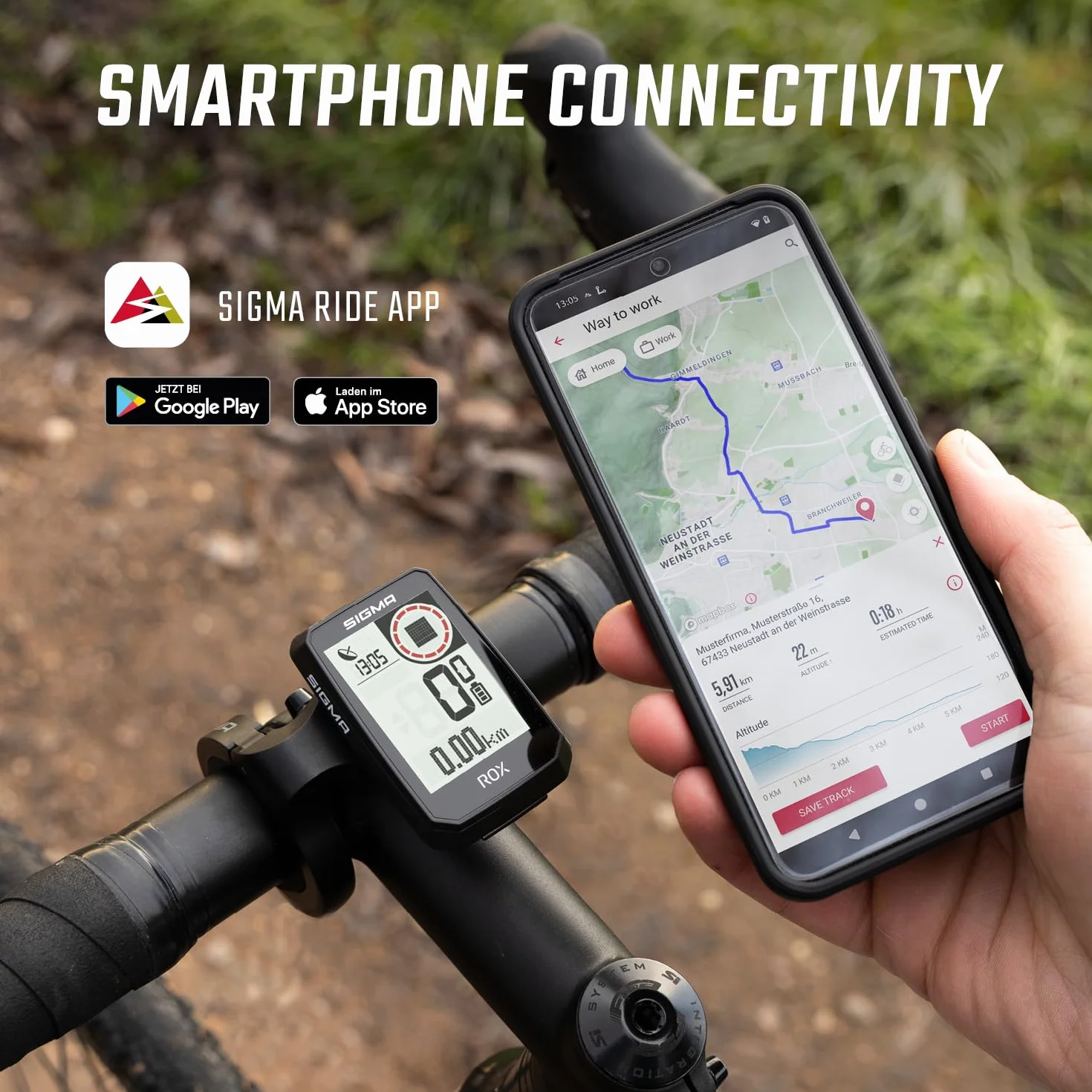 SIGMA ROX 2.0 Endurance Black Computer da bicicletta wireless GPS navigazione 26h Compatibile E-Bike