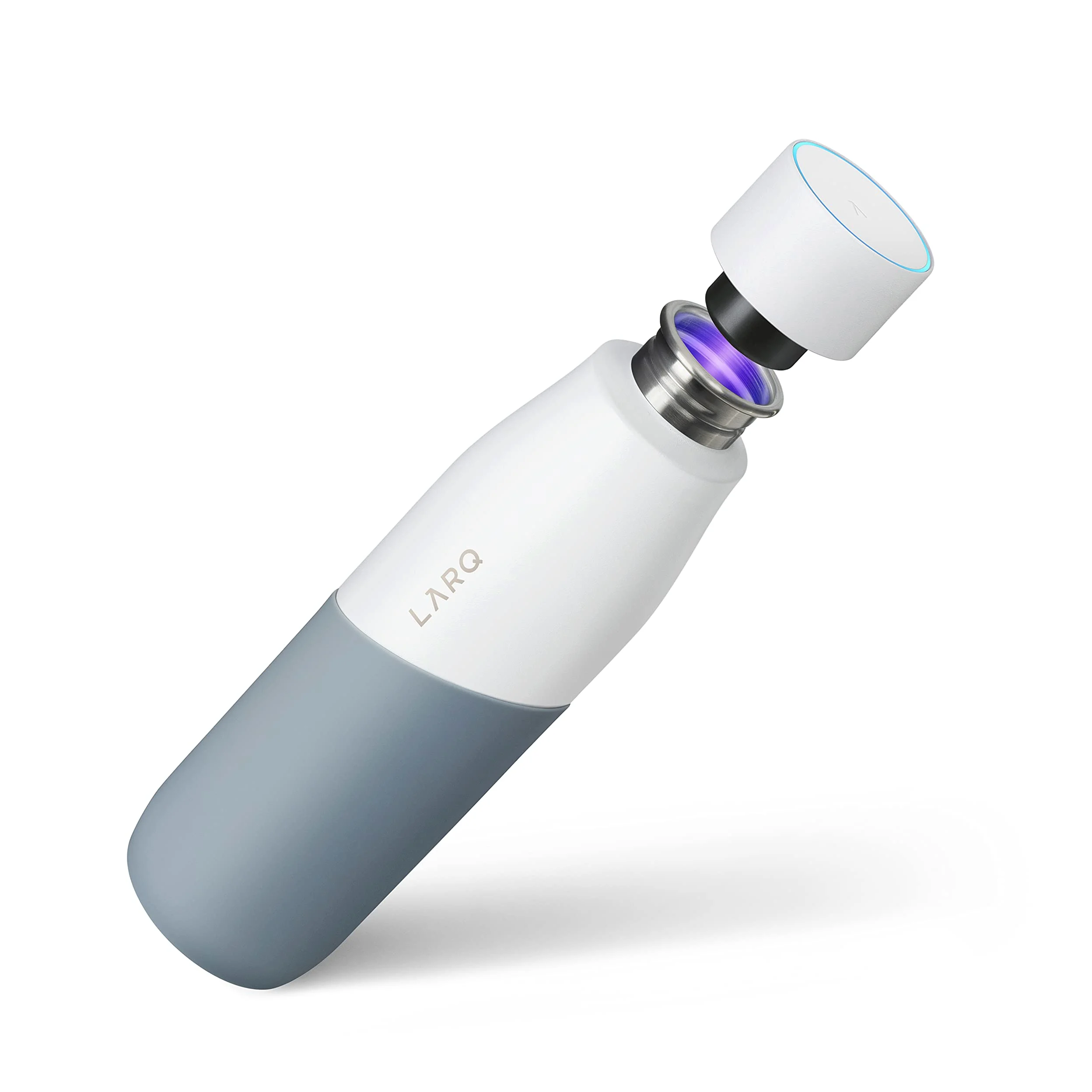 LARQ Movement PureVis 710ml – Borraccia purificante UV con autopulizia, Leggera in acciaio inox con rivestimento in silicone | Mantiene l’acqua fresca, Antiurto | Smart termica | White/Pebble
