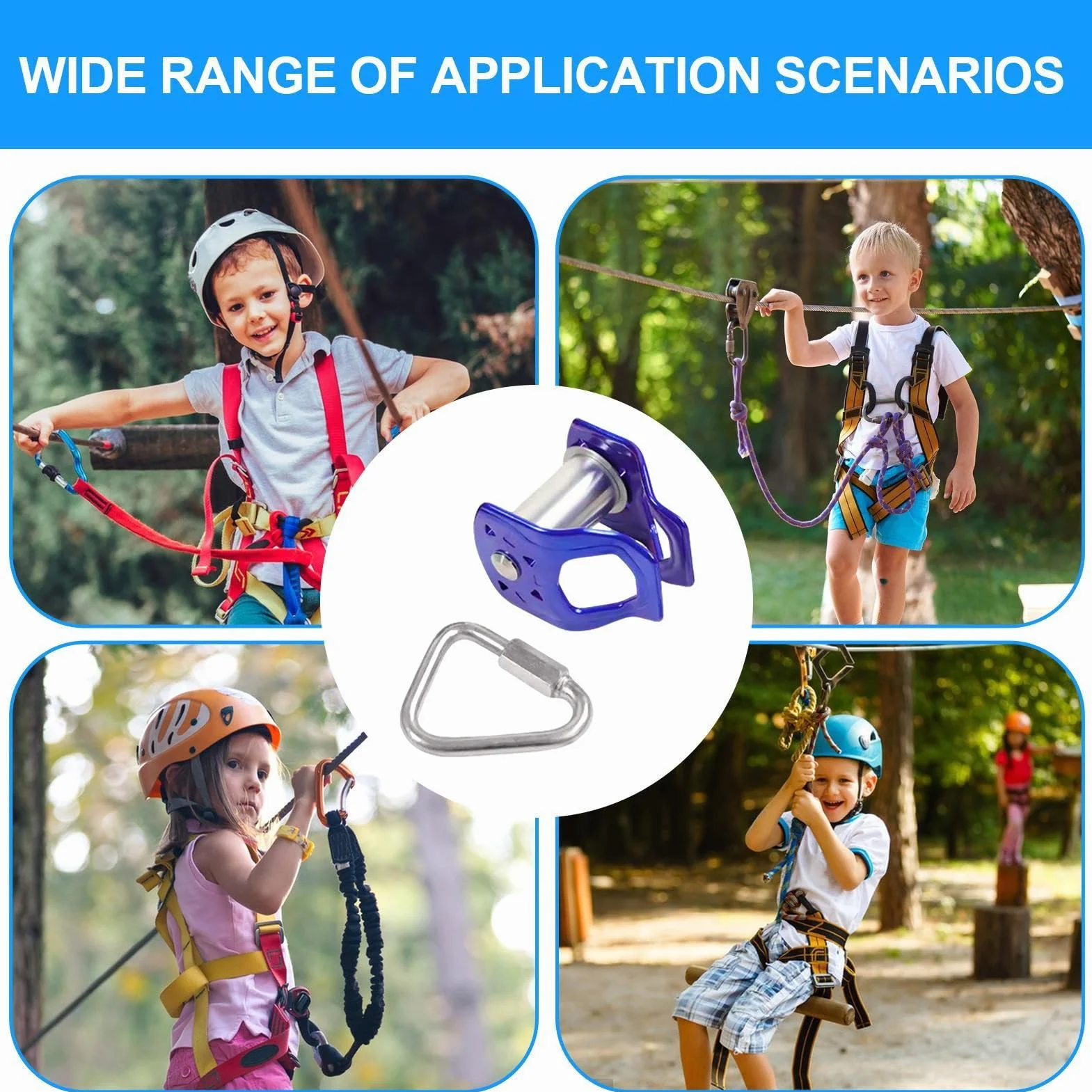 Puleggia Zip Line per Carichi Pesanti a Installazione Rapida – Kit Dispositivo di Scorrimento per Carrello Outdoor