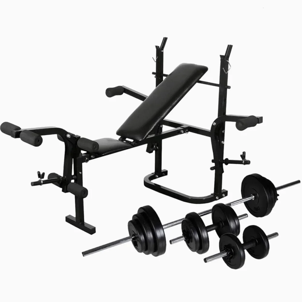 vidaXL Panca Multifunzione Bilanciere Set Manubri 30,5 kg Fitness Multi Model