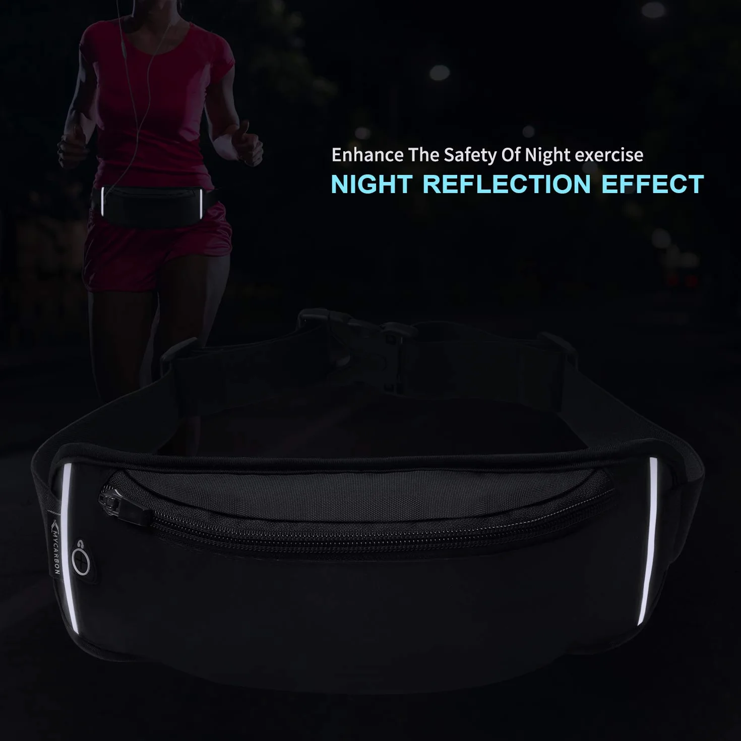 MYCARBON Marsupio Sportivo Cintura Da Corsa Leggera Impermeabile Per Smartphone Sotto 6 Pollici Nero