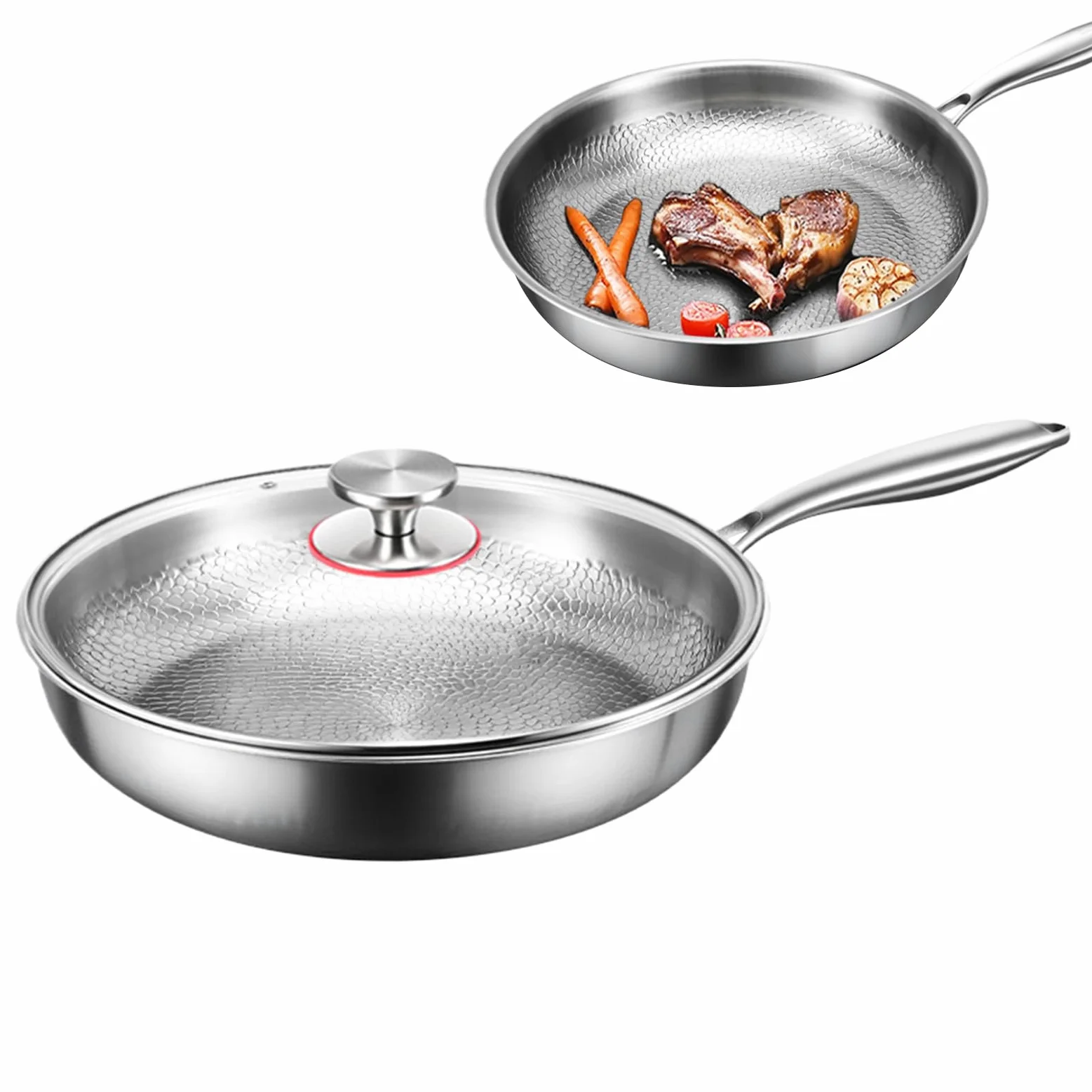 Tegame Antiaderente Tegame Multiuso Antigraffio | Padella da Cucina con Coperchio Per Induzione, Fornello Elettrico, Campeggio, Cucina, Ristorante, Cottura Al Forno,
