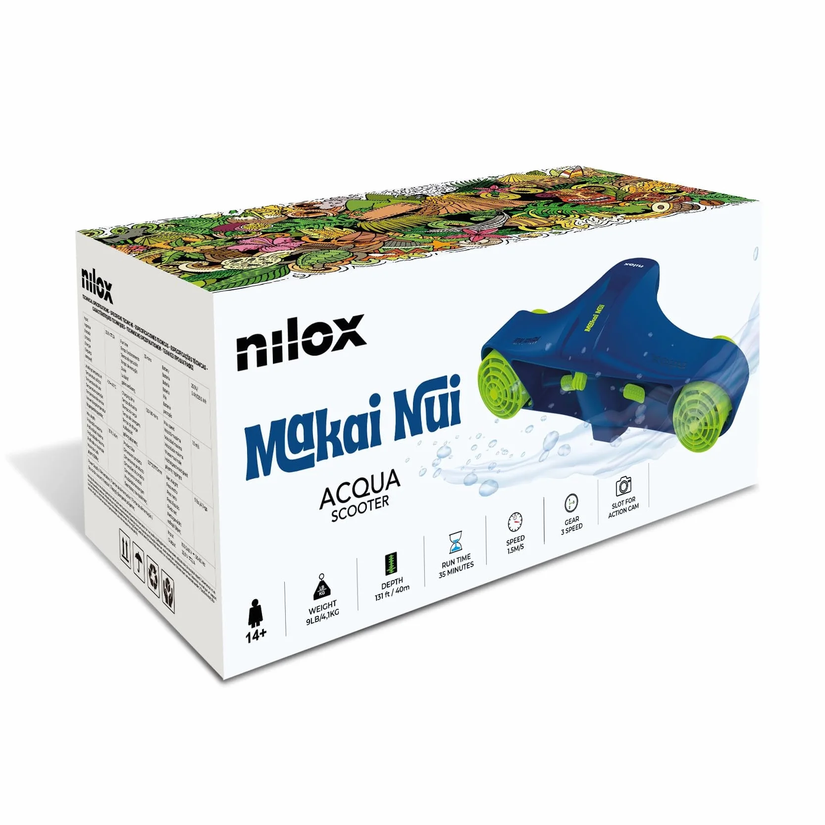 Nilox Scooter Subacqueo Elettrico 40m 35min 3 Rapporti Blu