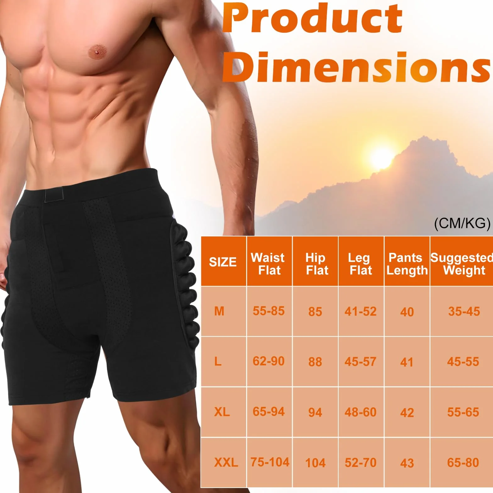 AOOWU Pantaloncini Protettivi Imbottiti per Snowboard, Protezione 3D Anca Coscia Coccige