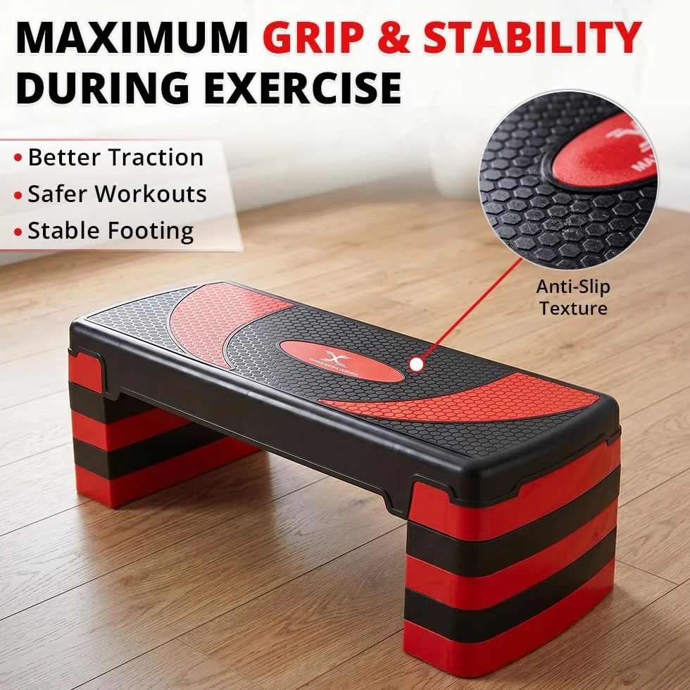 Stepper fitness con 5 livelli di altezza regolabili 10-30 cm, piattaforma antiscivolo per esercizi aerobici