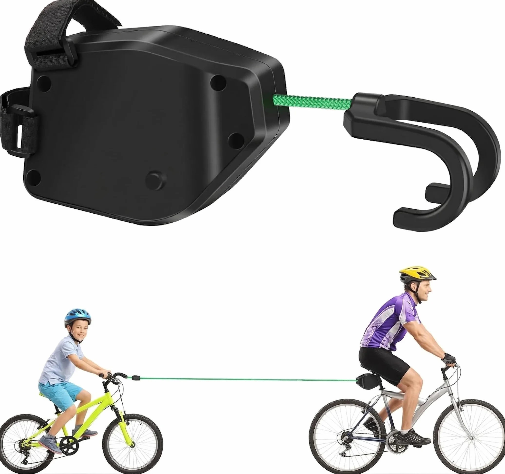 Corda di Traino per Bici da Bambino 2,5 m Portata 225 kg per MTB E-Bike con Moschettone e Custodia