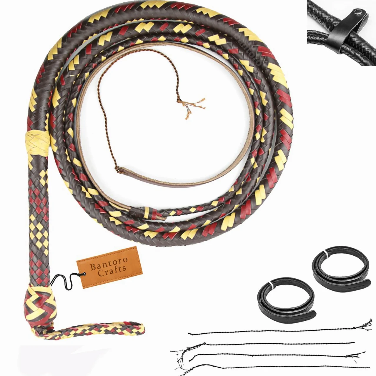 Indiana Jones Frusta in Pelle di Canguro equestre Pancia della Frusta in Pelle Resistente e Supporto in Pelle all'Interno 16 trecce Fili Pelle Intrecciata Frusta rumorosa Che schiocca