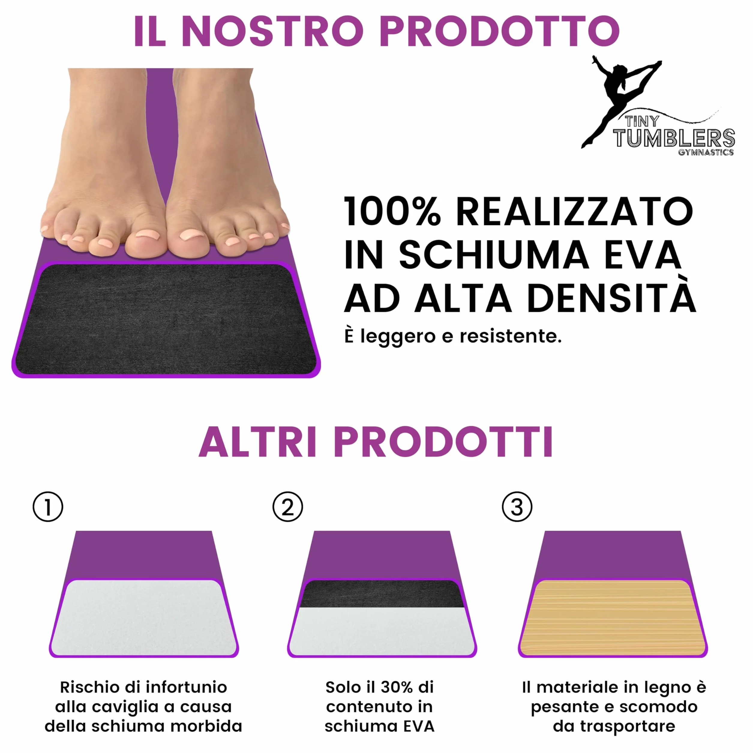 Trave ginnastica artistica per casa 210/240/270/300 cm - Attrezzatura equilibrio bambini - Finta pelle scamosciata, schiuma EVA alta densità