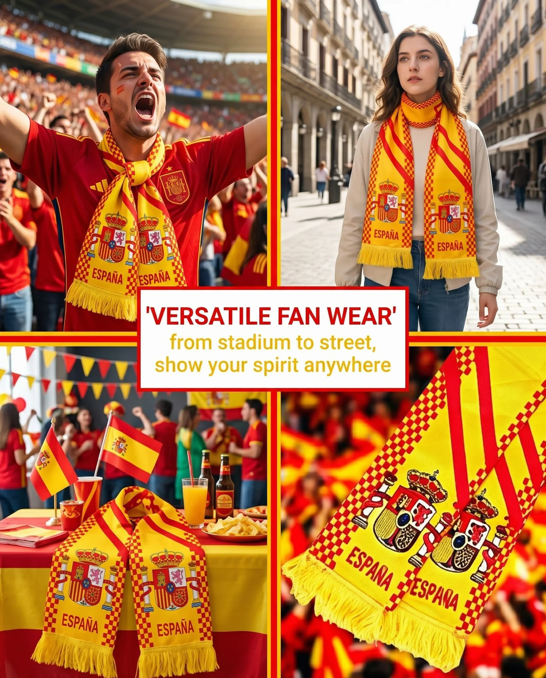 Sciarpa Ufficiale Spagna 2026 Mondiale Calcio TISCH Fan Stadio